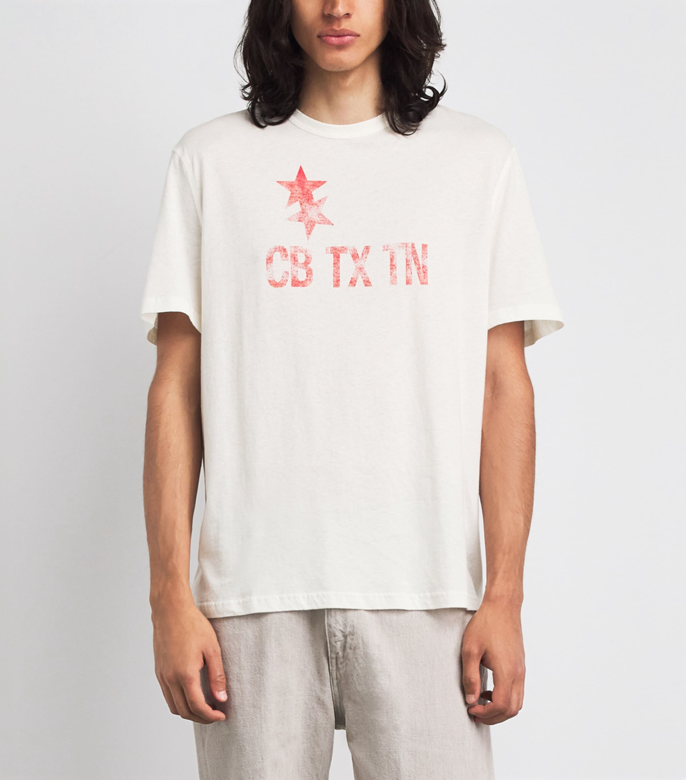 Cole Buxton Mens Cotton Printed CB TX TN T-shirt Vintage White Image 4
