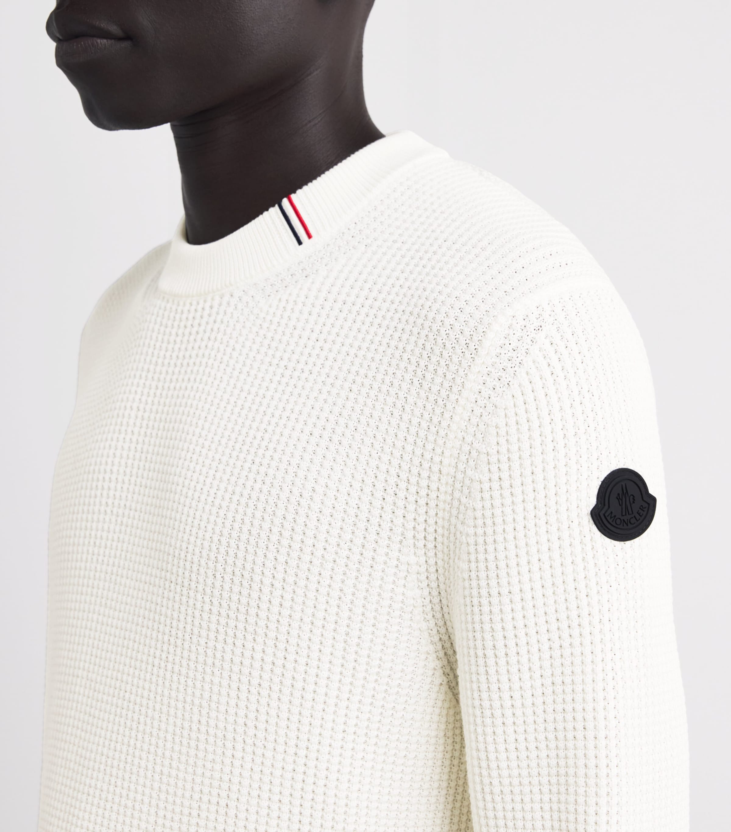 Moncler Ivory Cotton Waffle-Knit Sweater | Harrods US