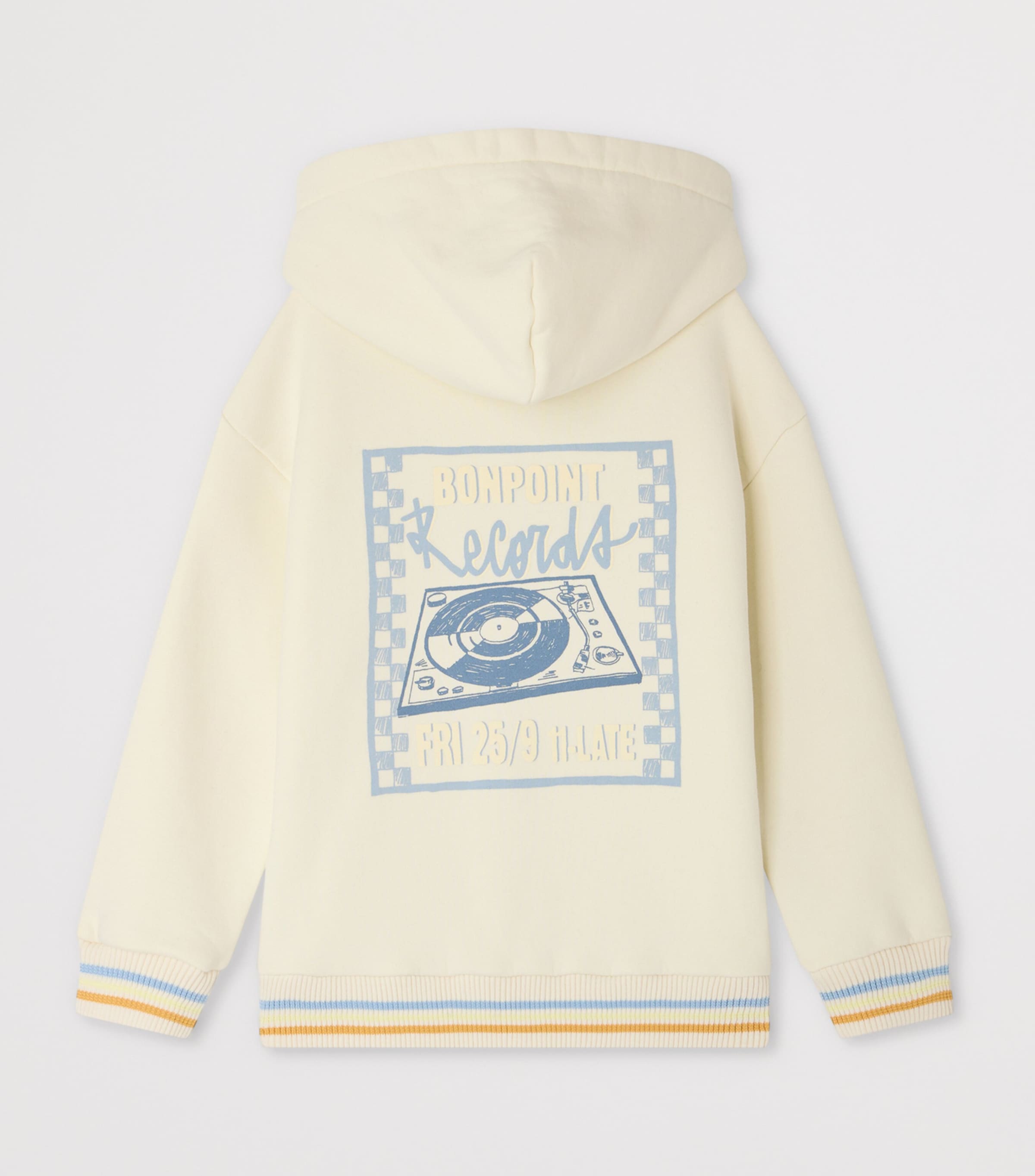 Bonpoint Record Print Hoodie (4-8 Years) Upb Ecru Image 2