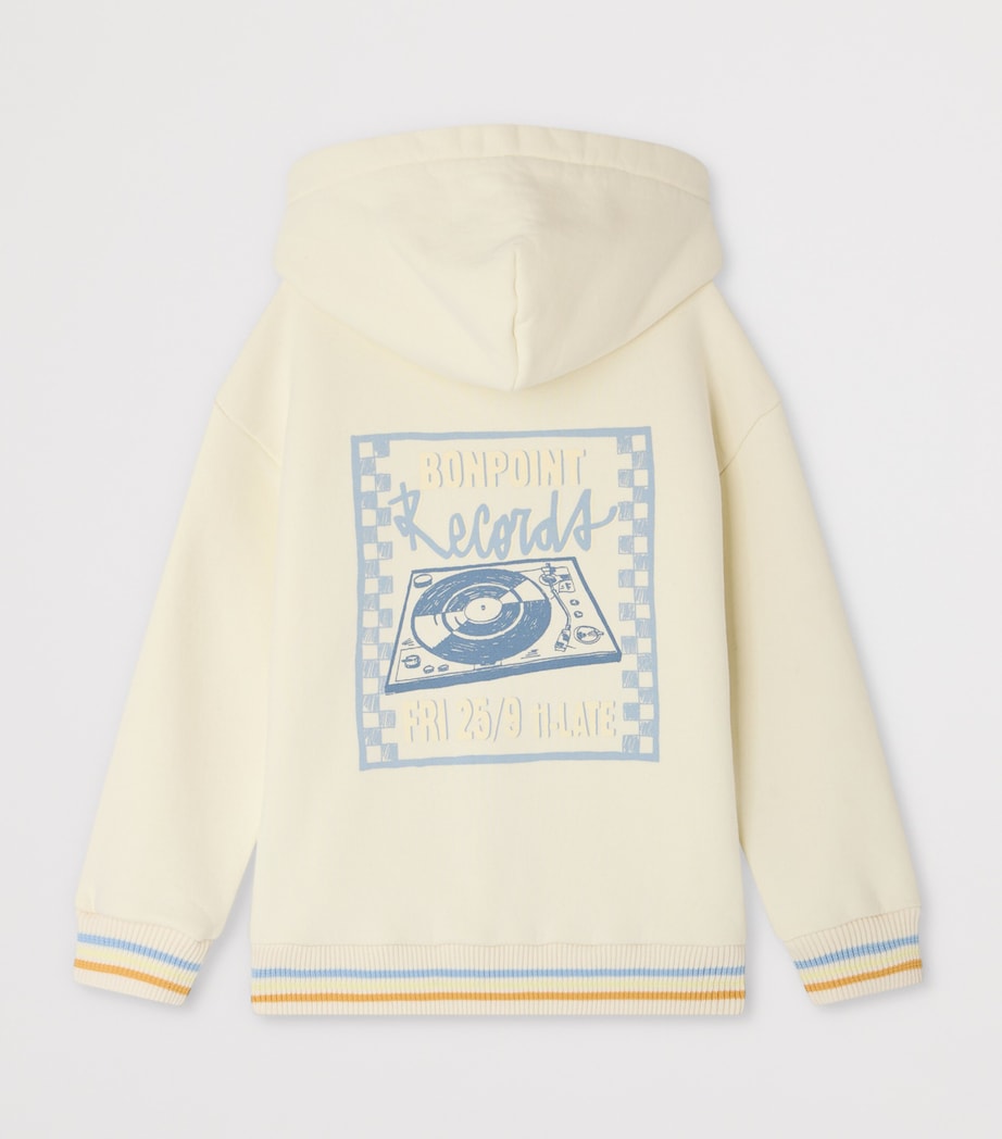 Bonpoint Record Print Hoodie (4-8 Years) Upb Ecru Image 2