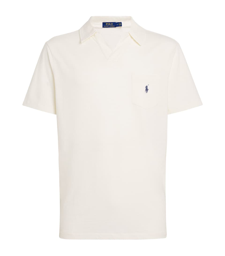 Cotton-Linen Open-Collar Polo Shirt