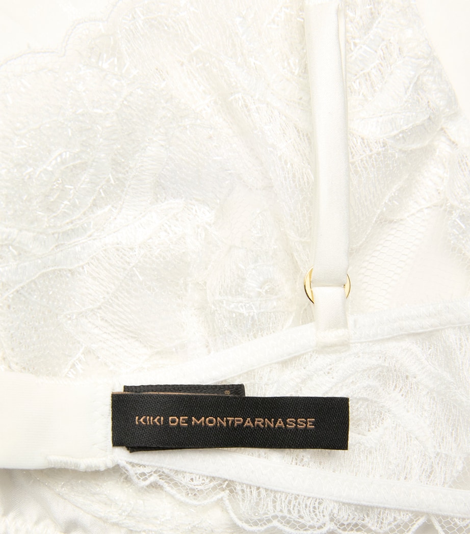Kiki de Montparnasse Womens Lace Fleurs Veloutées Demi Bra Ivory Image 4