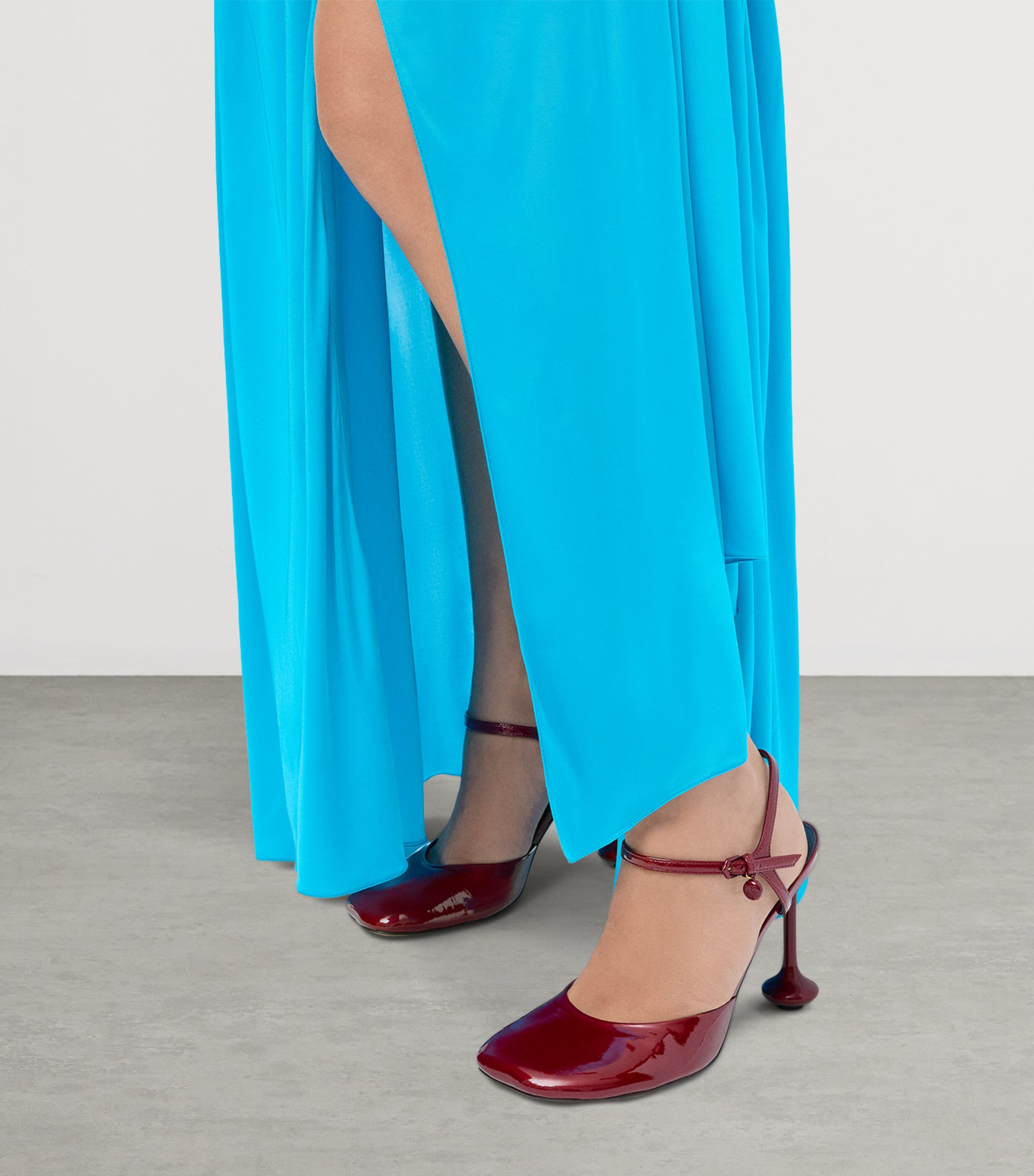 Leather Ankle-Strap Toy Pumps 90 DARK RED Image 2