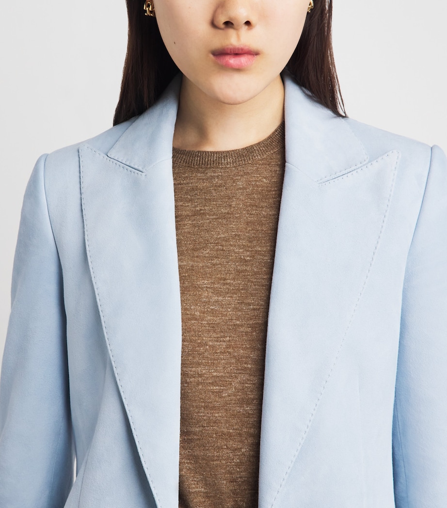 Gabriela Hearst Womens Suede Leiva Blazer Lgb Light Blue Image 3