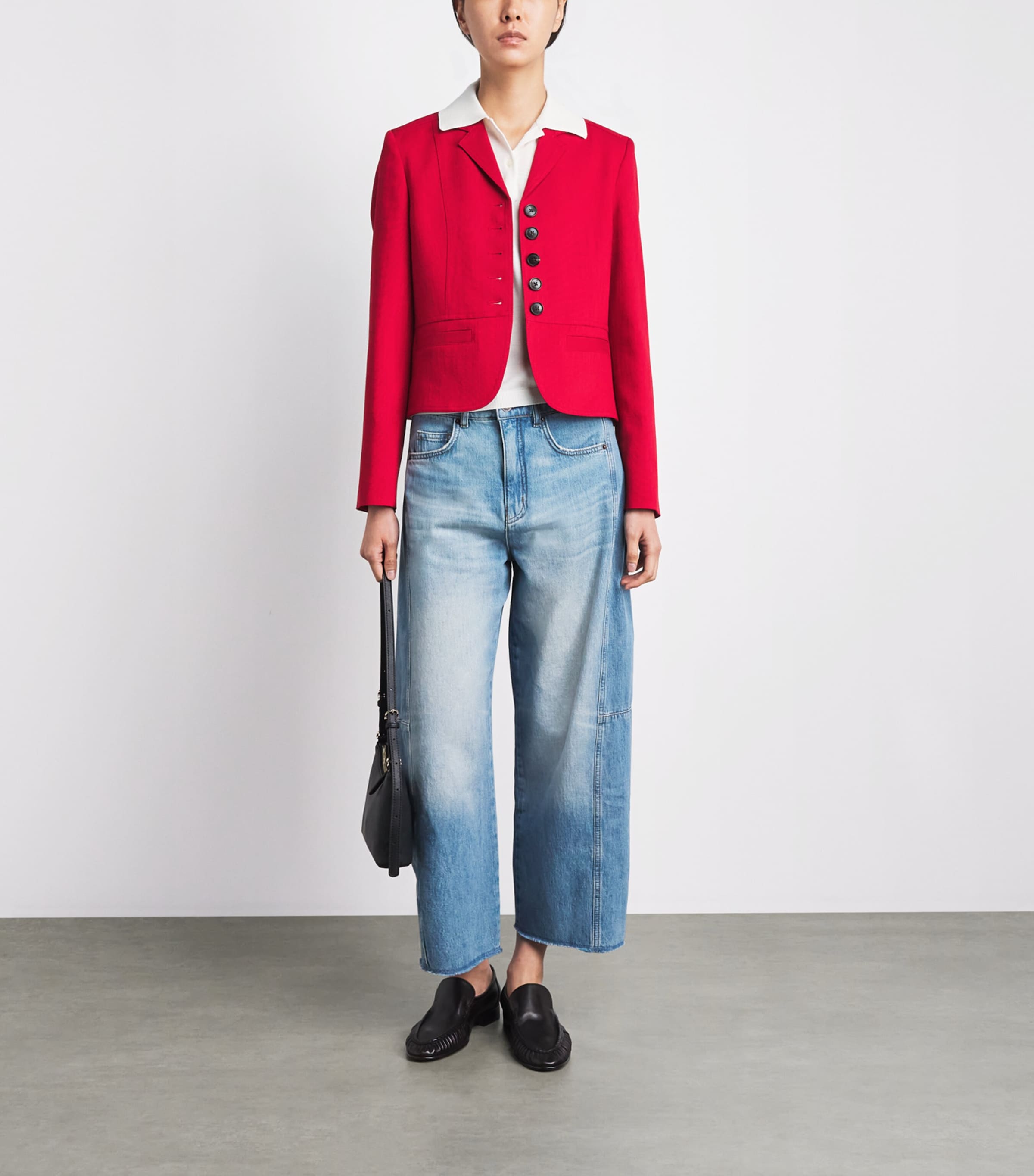 ME+EM Womens Cropped Utility Blazer Ruby Red Image 2