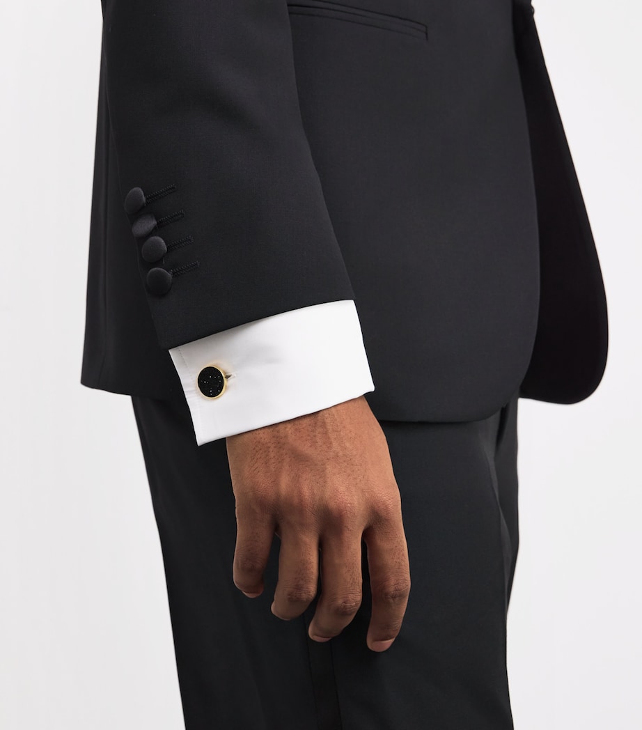 Gold-Plated Moondust Round Cufflinks YELLOW Image 5