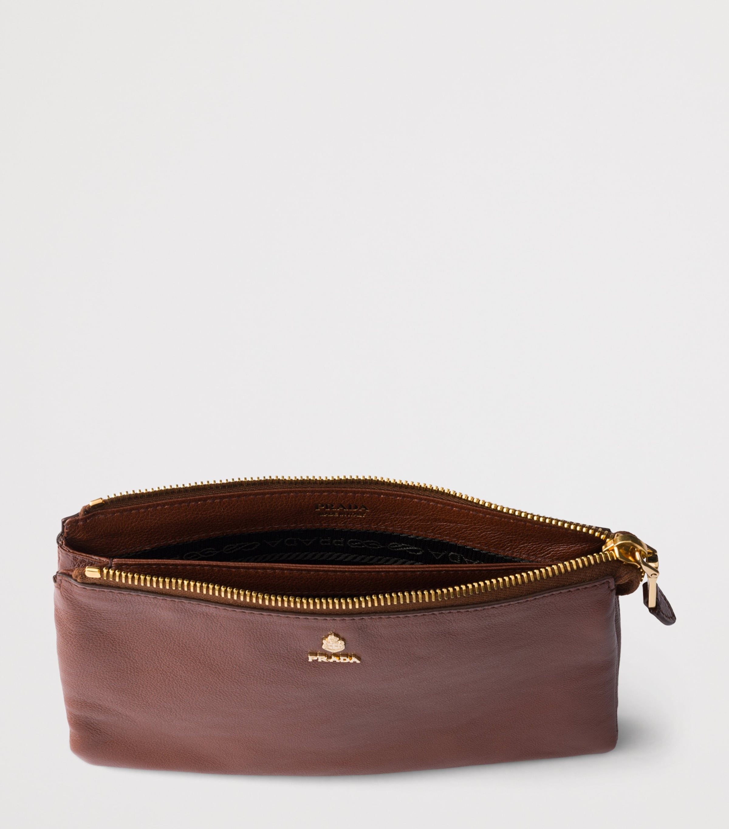Prada Leather Logo Pouch Brown Image 2