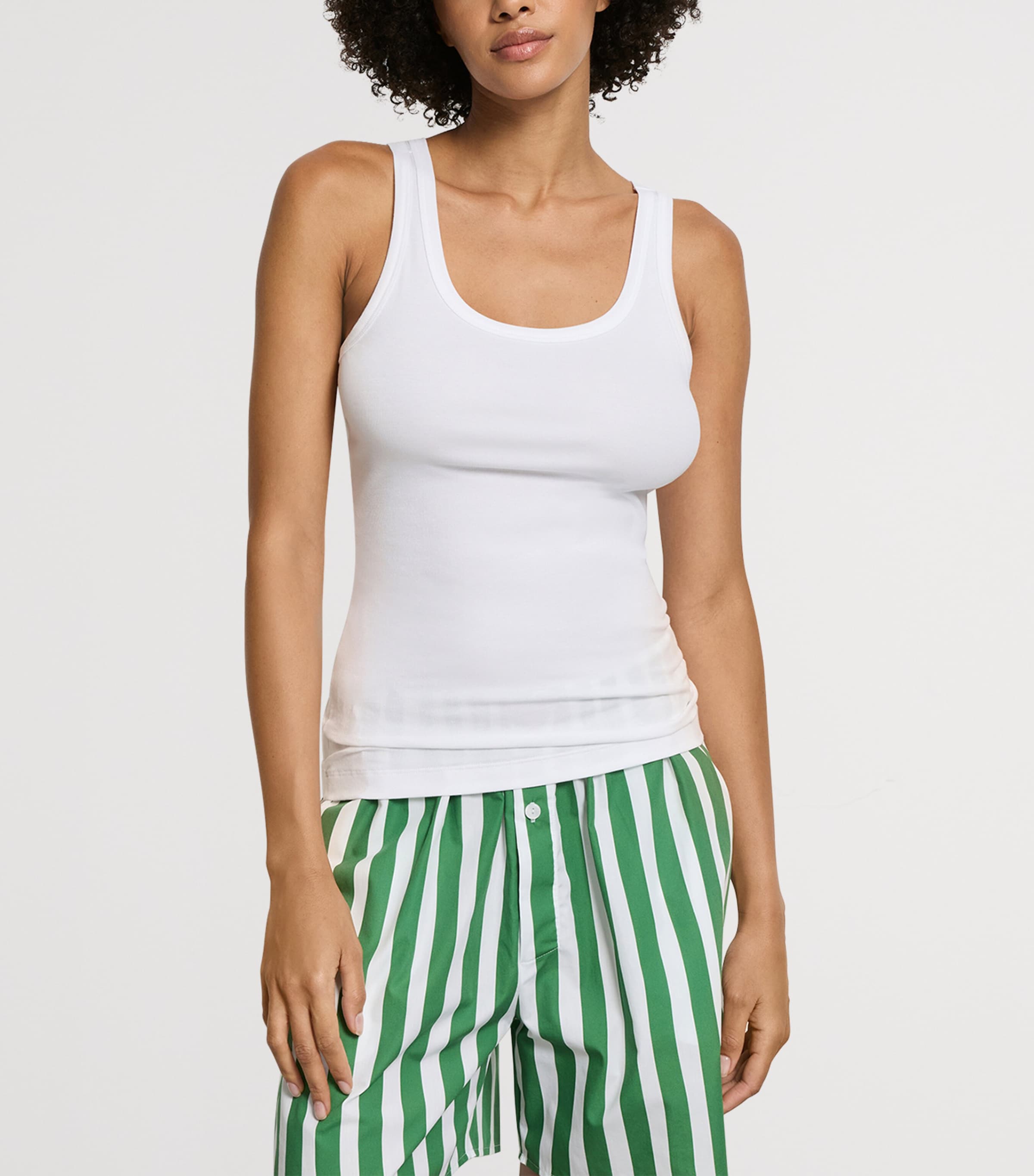 Hanro Womens x Charlotte Adam Stretch-Cotton Tank Top White Image 2