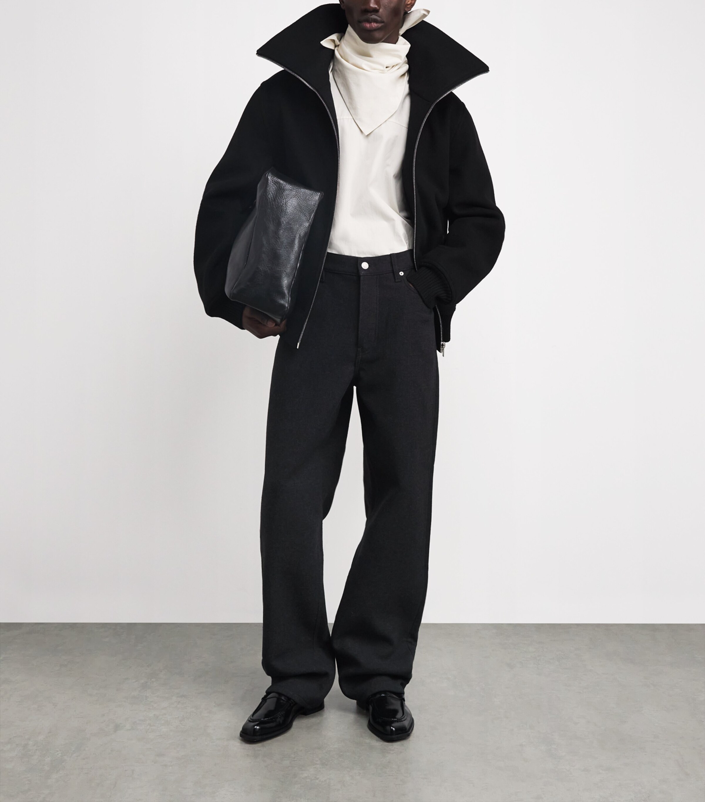 Brushed Twill Straight Trousers DARK GREY Image 2