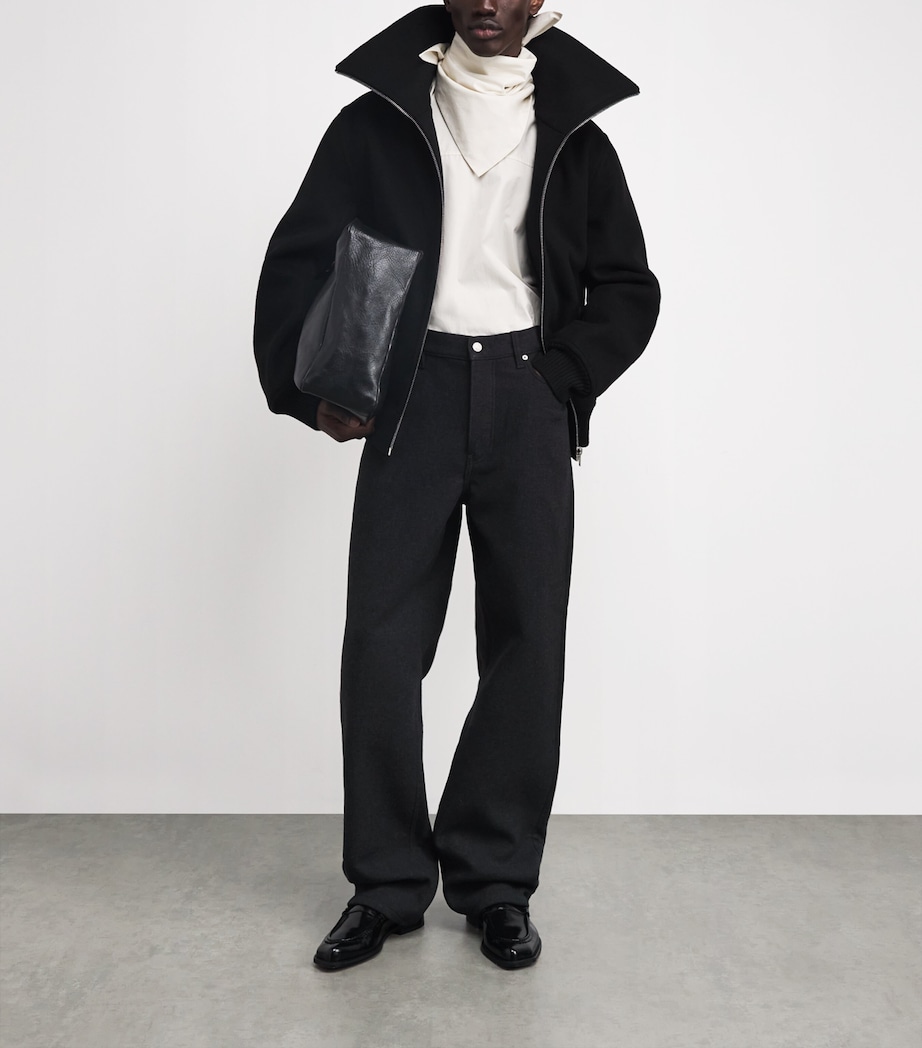 Brushed Twill Straight Trousers DARK GREY Image 2