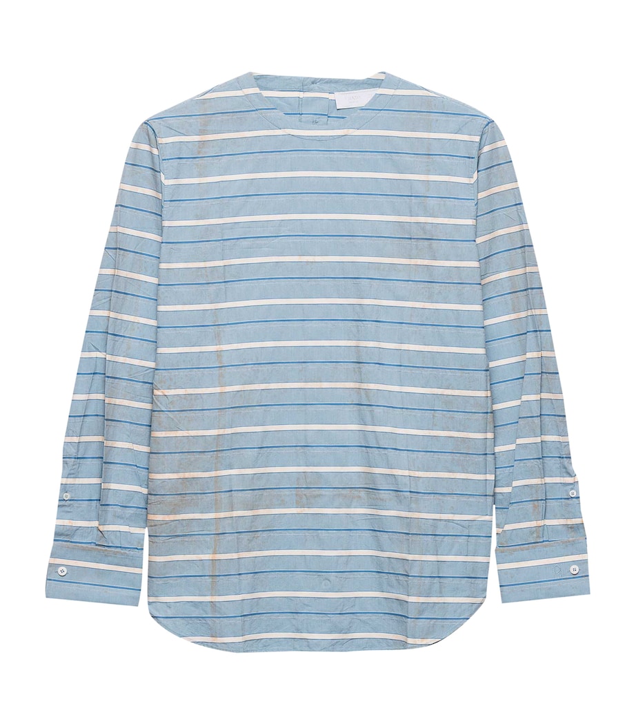 Prada Mens Cotton Stripe Shirt Light Blue Image 1