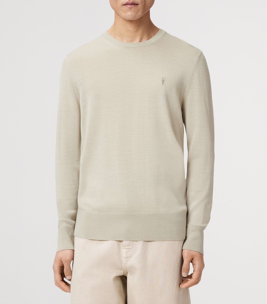 AllSaints Mens Merino Wool Slim Mode Sweater Powdered Green Image 3