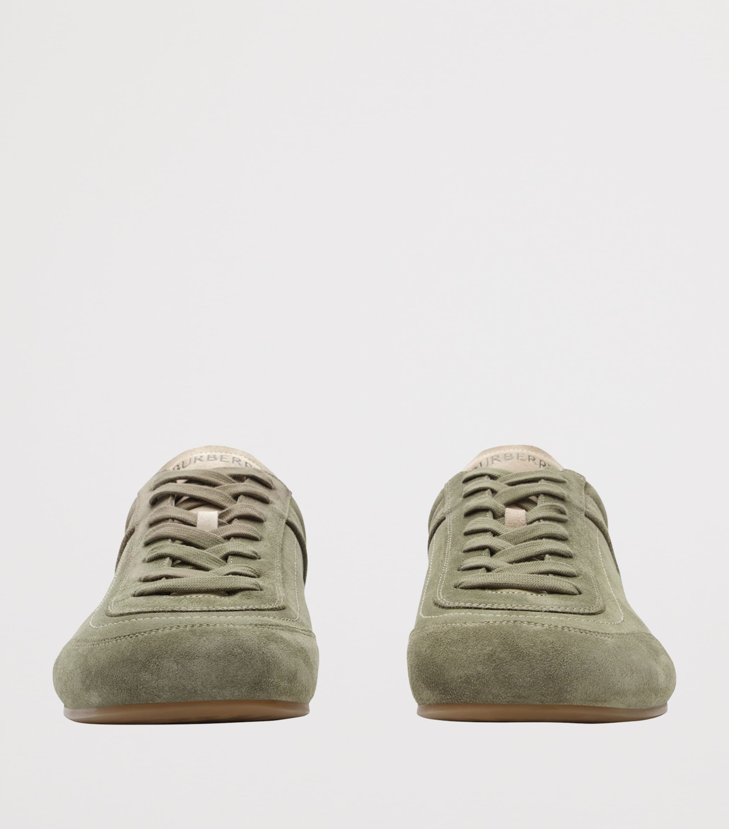 Burberry Mens Suede Knight Runner Sneakers Airforce Green/tawny Image 2