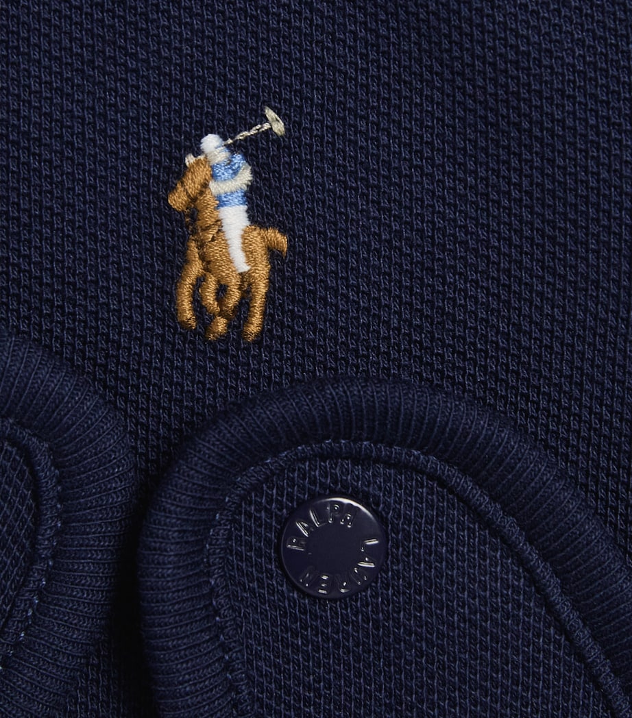 Ralph Lauren Kids Cotton Bodysuit and Bib Set (3-12 Months) Refined Navy Image 4