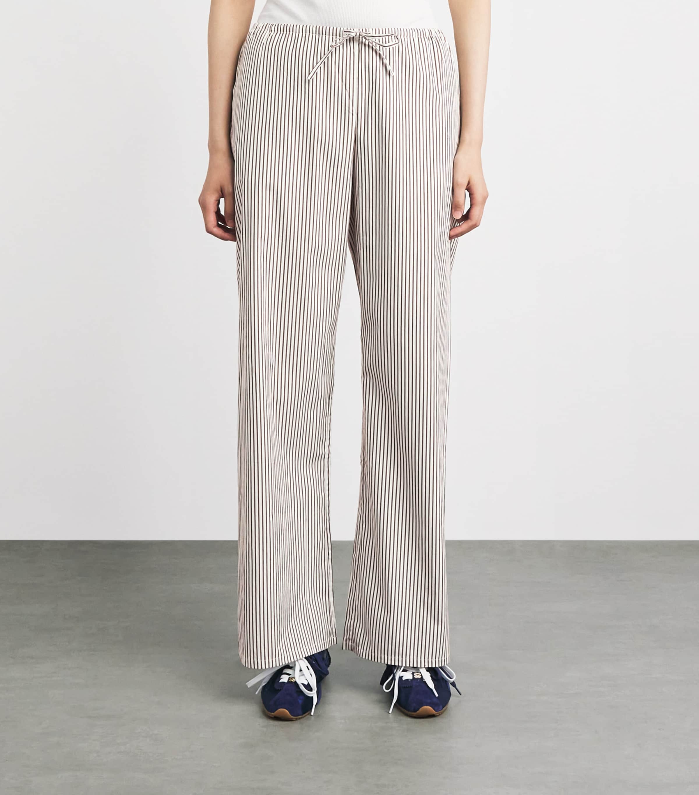 Suzie Kondi Womens Cotton Stripe Pan Trousers Truffle Stripe Image 4