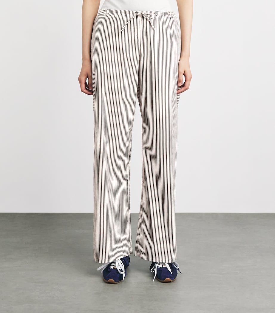 Suzie Kondi Womens Cotton Stripe Pan Trousers Truffle Stripe Image 4