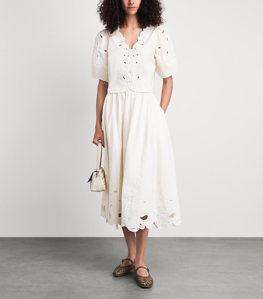 Cinq A Sept Womens Cotton Poplin Paisley Bloom Bellara Top Cream/white Image 2