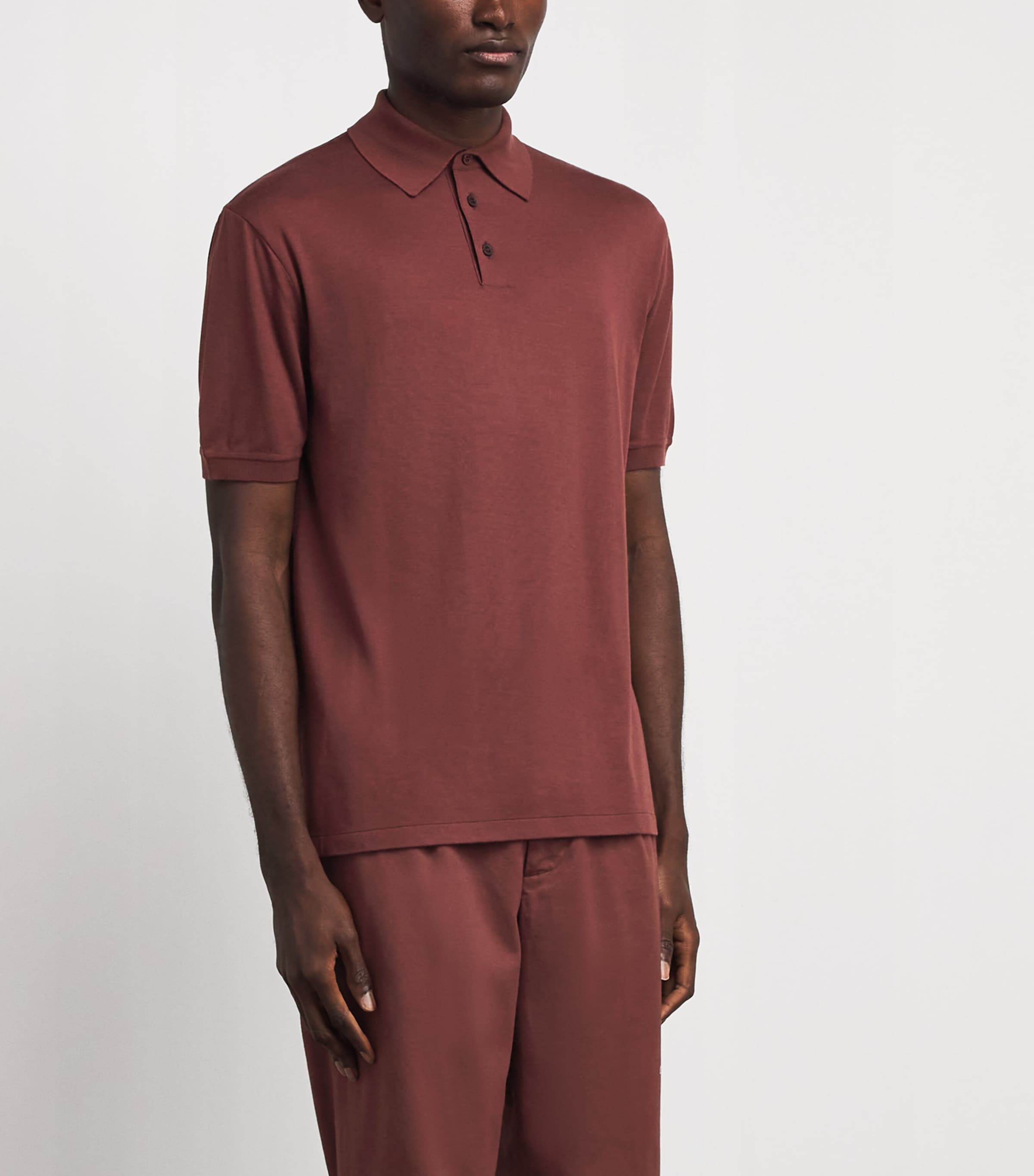 Colombo Mens Kid Wool Polo Shirt Wine Image 4