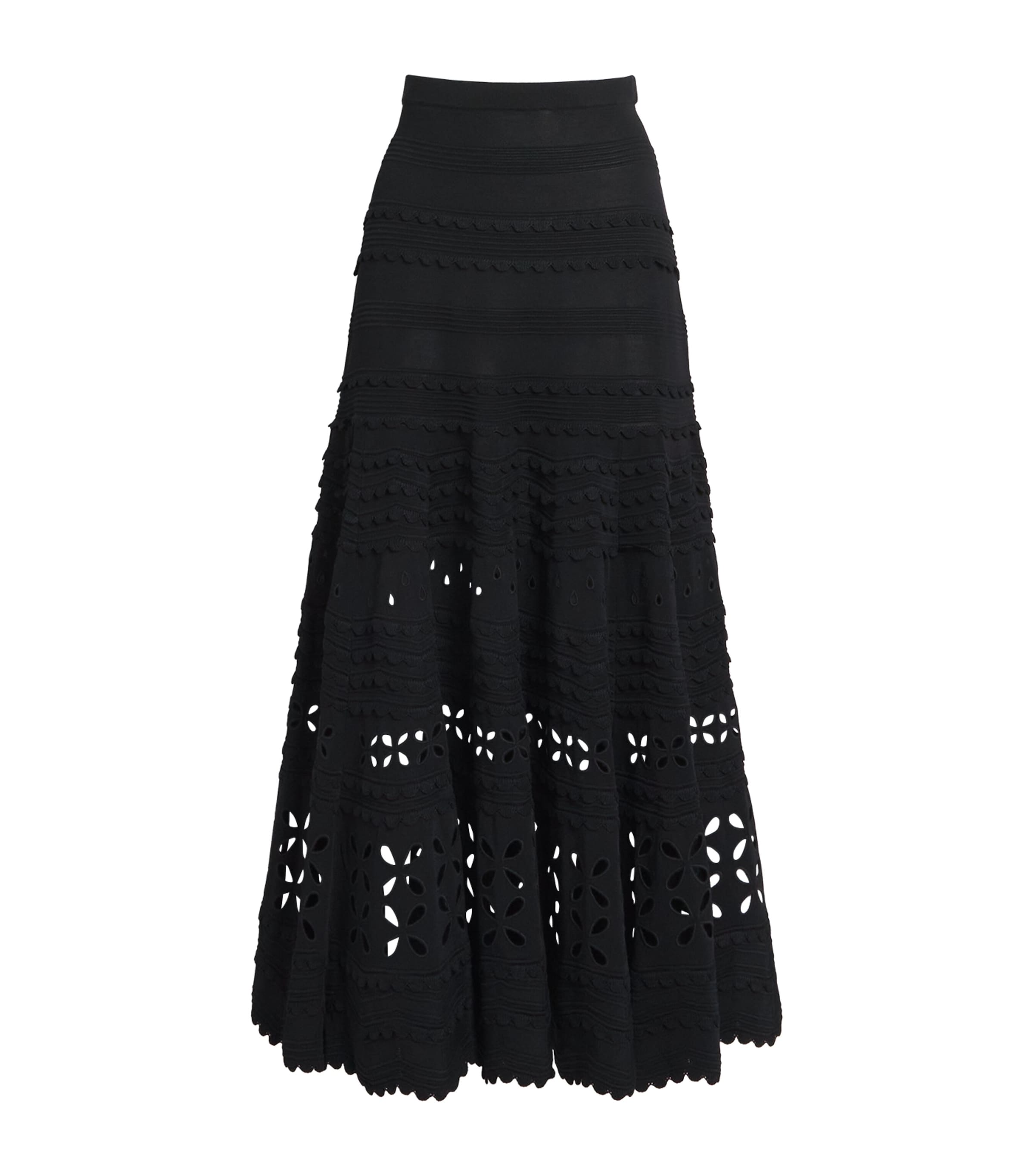 Ulla Johnson Womens Eyelet-Knit Annisa Midi Skirt Noir Image 1