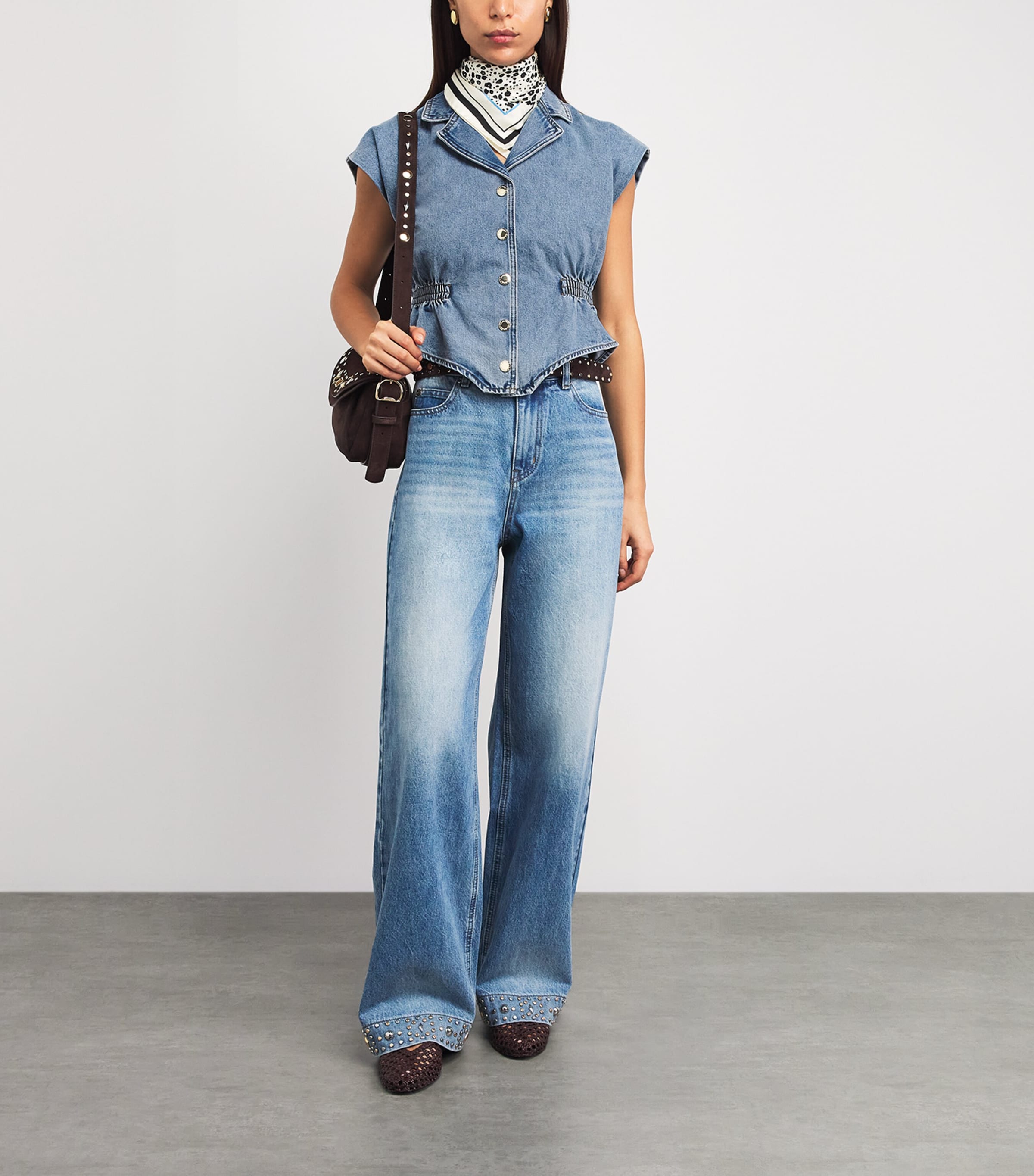 Sandro Paris Womens Denim Sleeveless Top Blue Jean Image 2