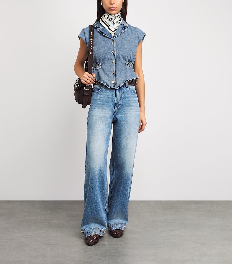 Sandro Paris Womens Denim Sleeveless Top Blue Jean Image 2