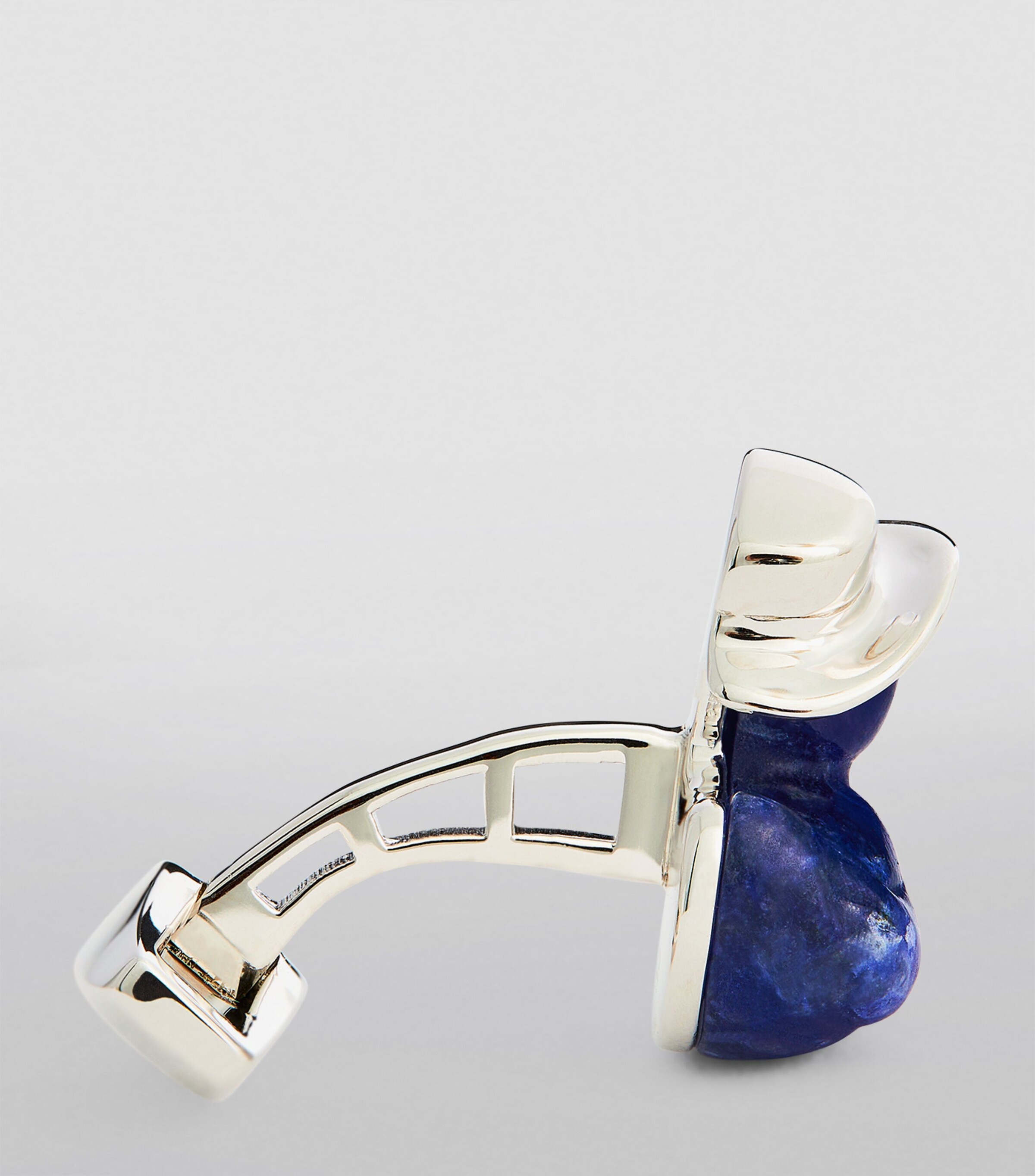 Rhodium-Plated Sodalite Duck Cufflinks SILVER/ BLUE Image 3