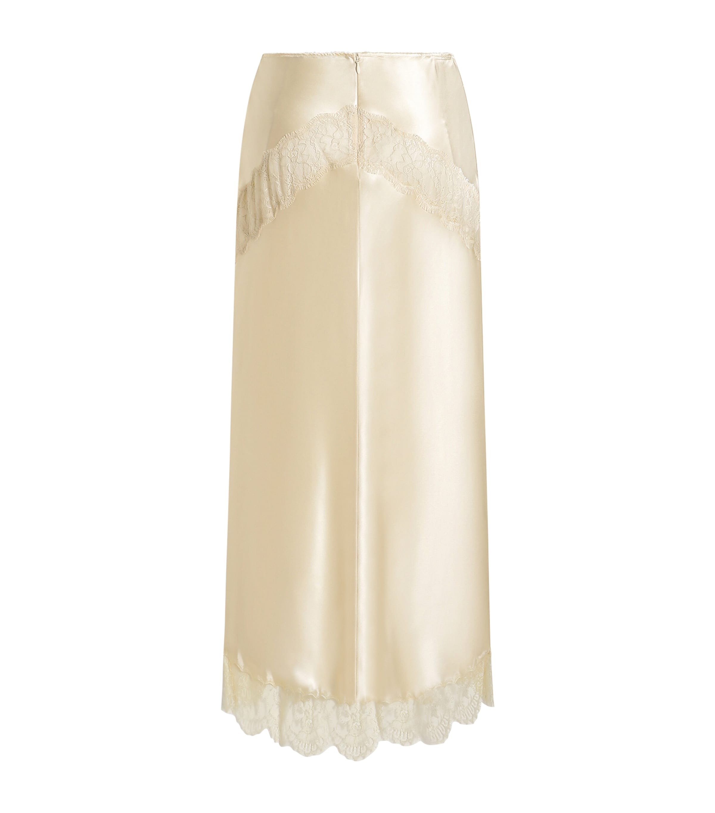 Dolce&Gabbana Womens Silk Lace-Insert Midi Skirt Ecru Image 2