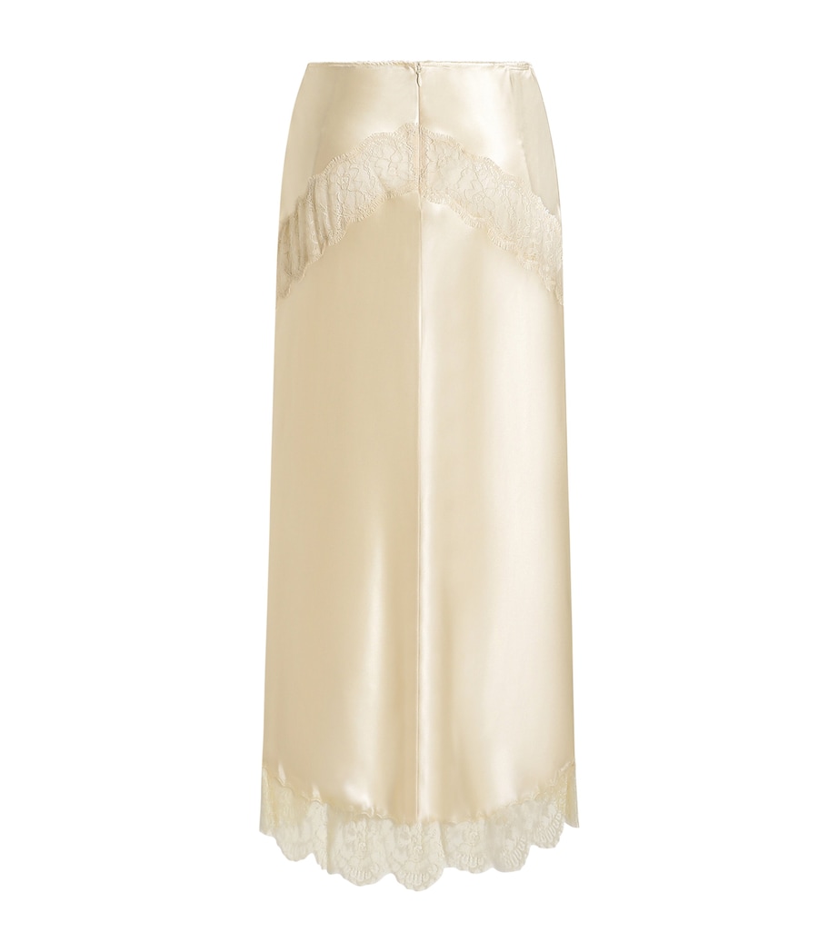 Dolce&Gabbana Womens Silk Lace-Insert Midi Skirt Ecru Image 2