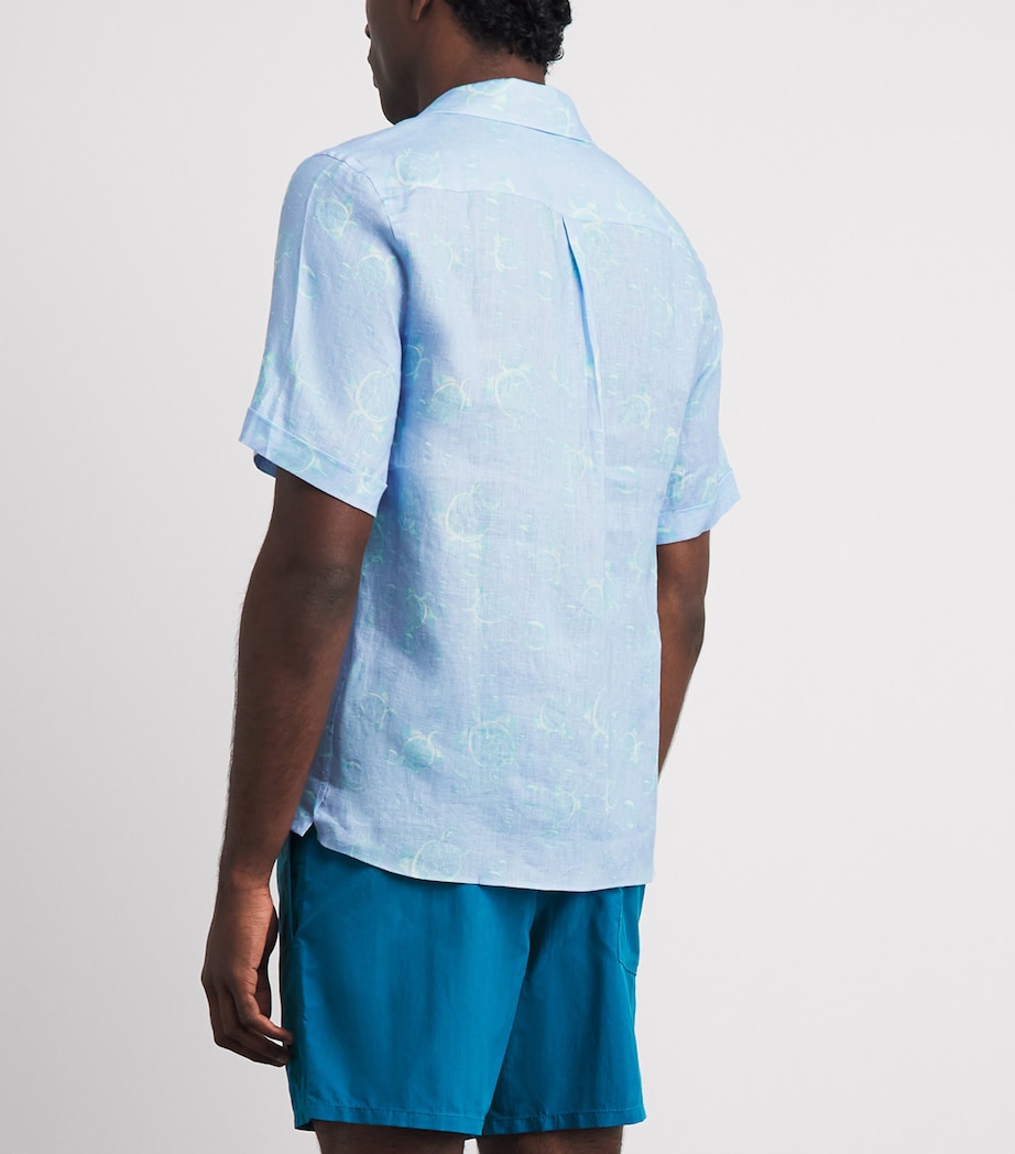 Vilebrequin Mens Linen Bubble Turtle Print Charli Shirt Cloudy Image 5