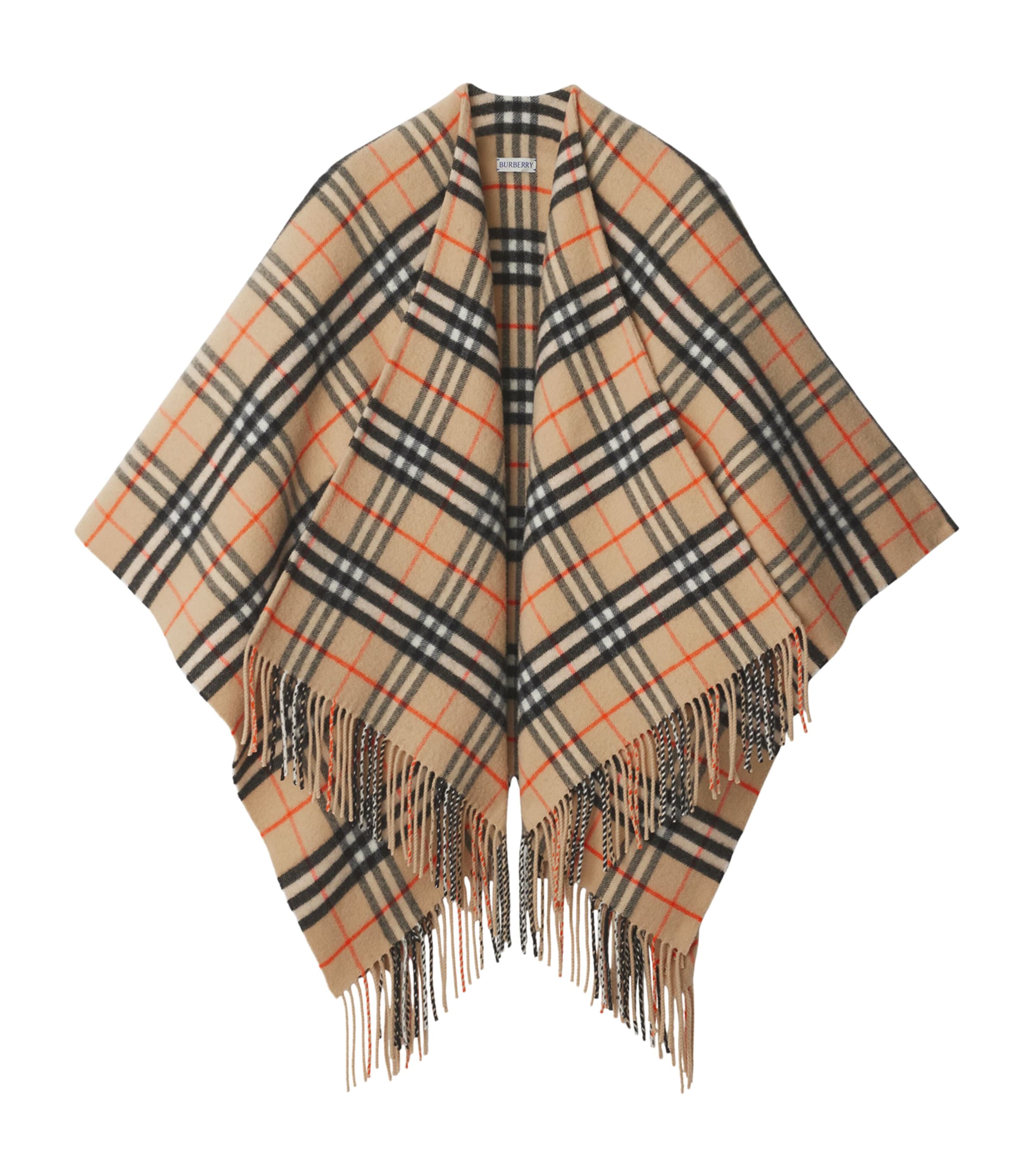 Burberry Wool-cashmere Check Cape In Brown