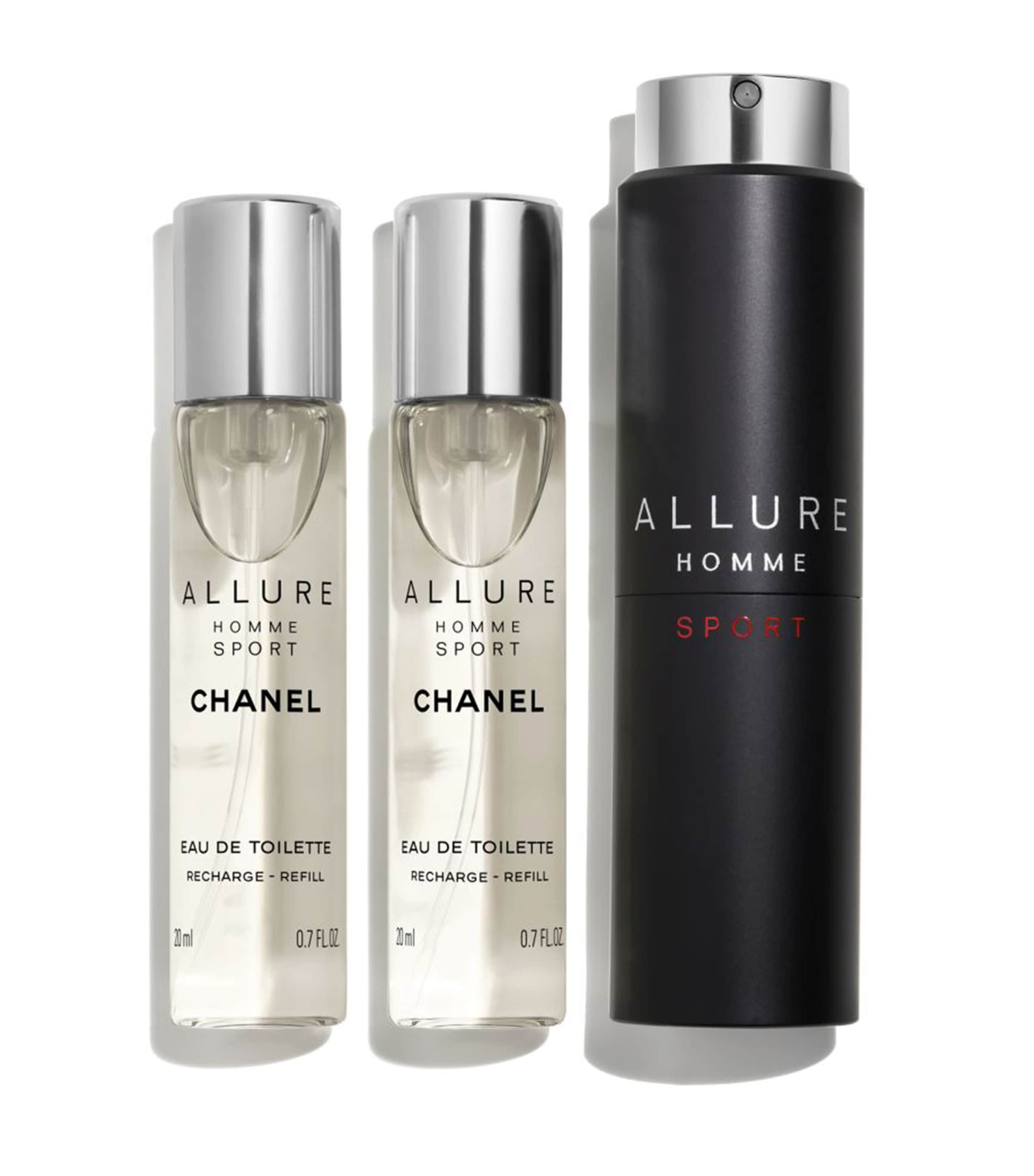 CHANEL ALLURE HOMME SPORT Eau de Toilette Refillable Travel Spray 3 x 20ml Harrods UK