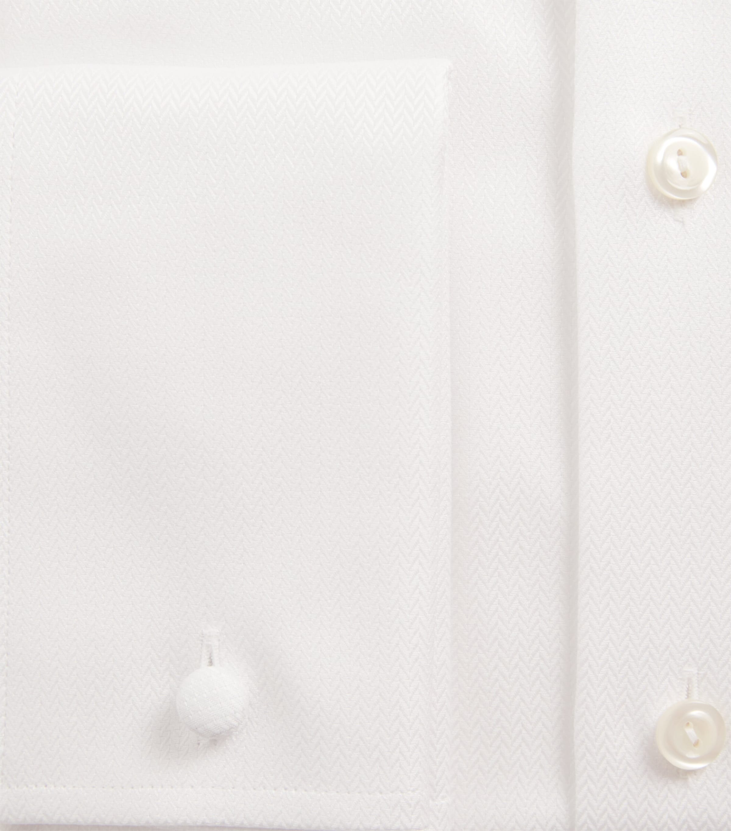 Eton Mens Cotton Herringbone Slim-Fit Shirt White Image 6