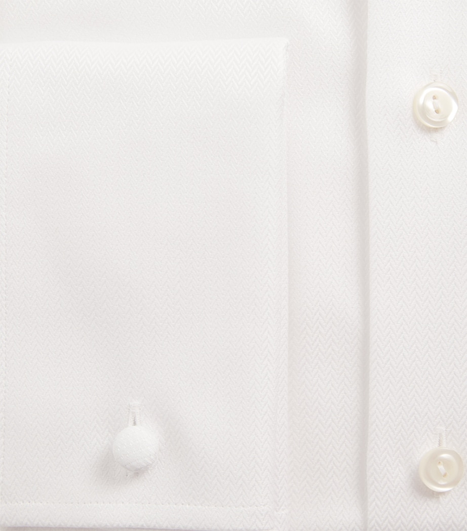 Eton Mens Cotton Herringbone Slim-Fit Shirt White Image 6