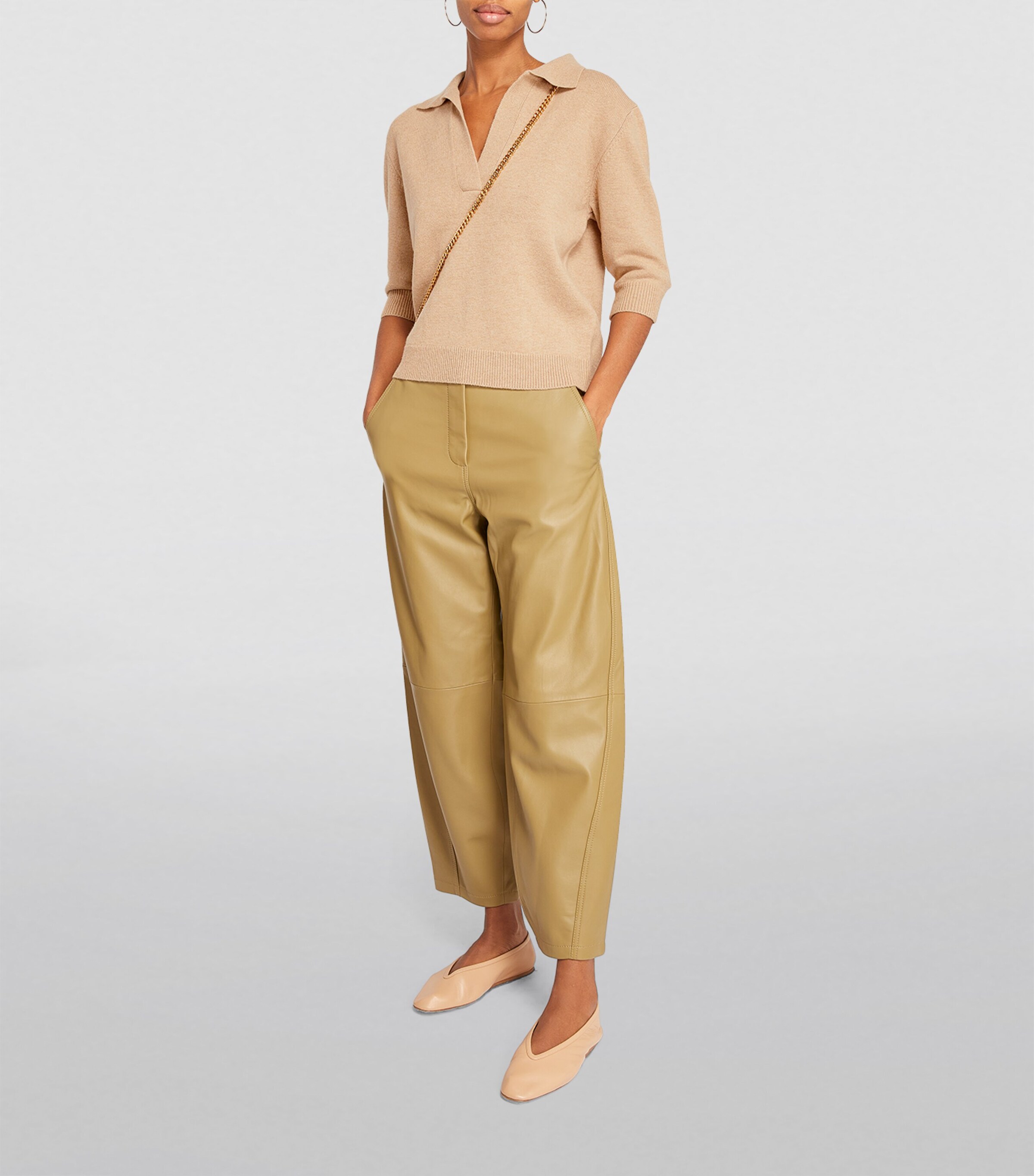 Yves Salomon Womens Wool-Cashmere Collared Sweater Image 2