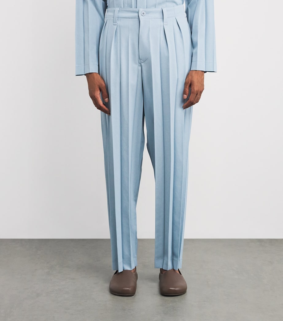 Pleated Edge Ensemble Trousers 72-BLUE Image 3