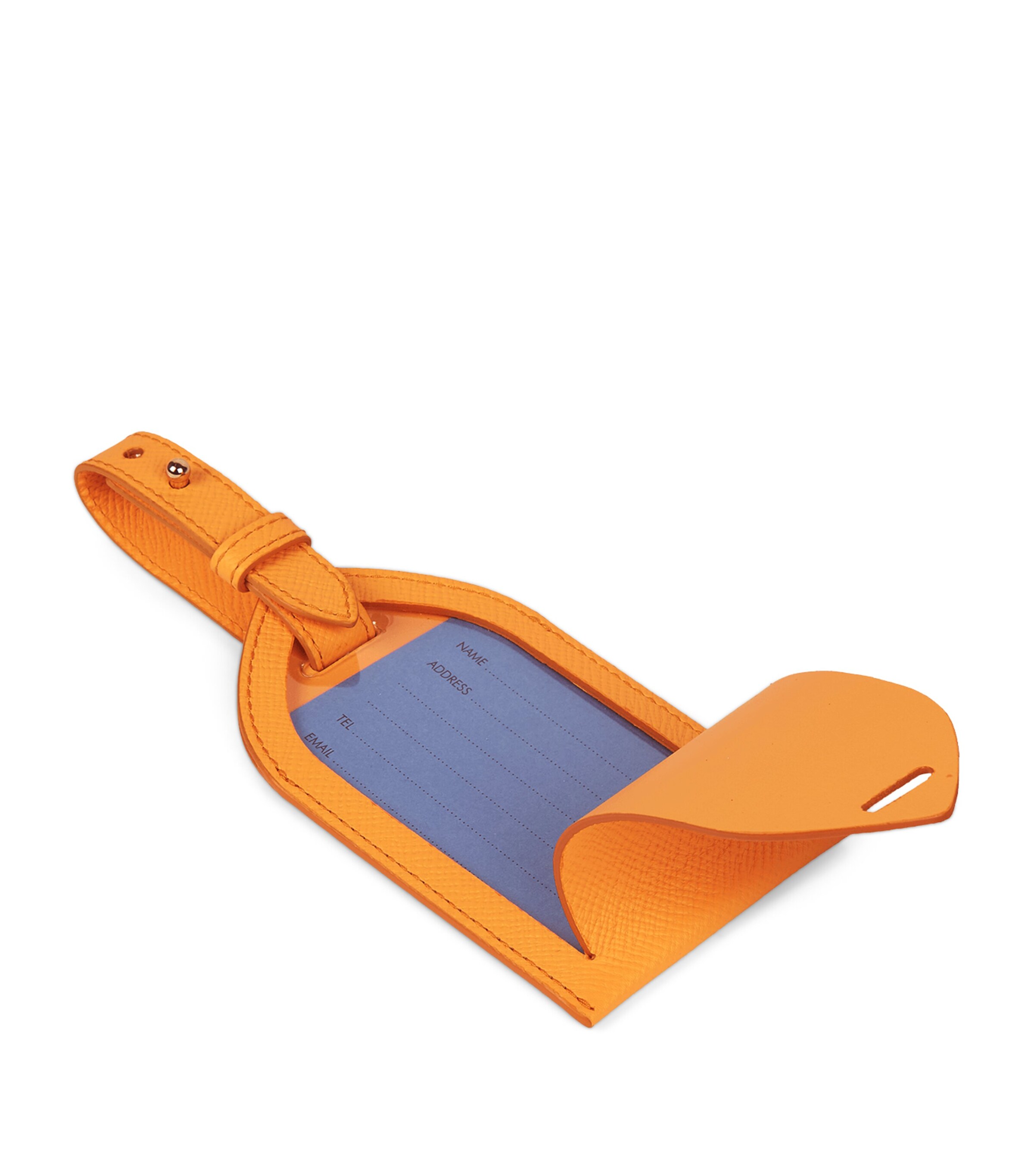 Smythson Calfskin Panama Luggage Tag Light Orange Image 2