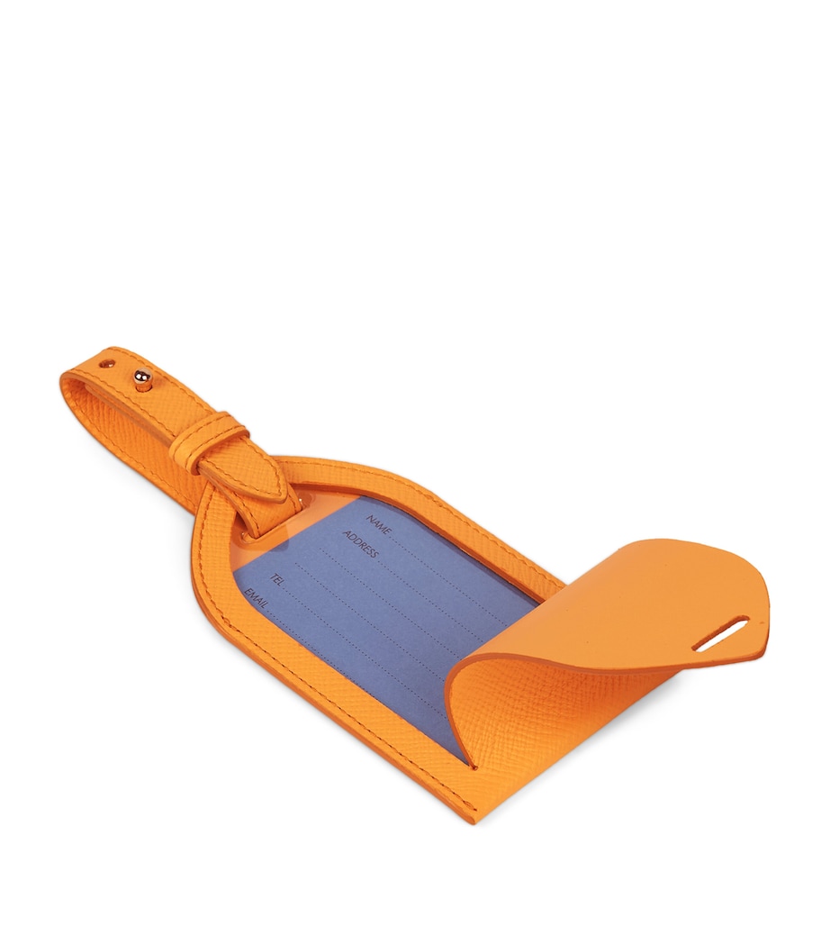 Smythson Calfskin Panama Luggage Tag Light Orange Image 2