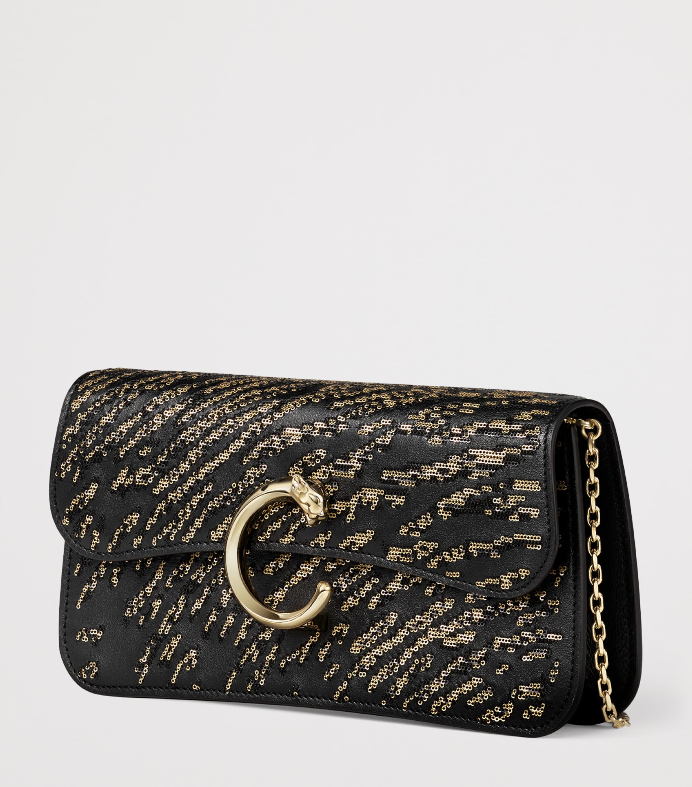 Cartier Mini Sequinned Panthère C de Cartier Chain Bag Black Image 4