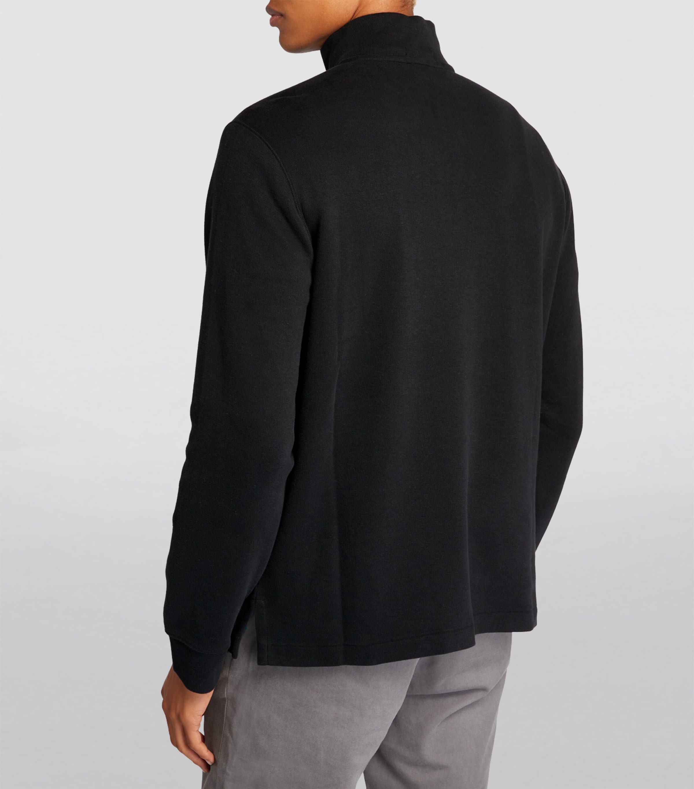 Cotton Quarter-Zip Sweater POLO BLACK Image 4