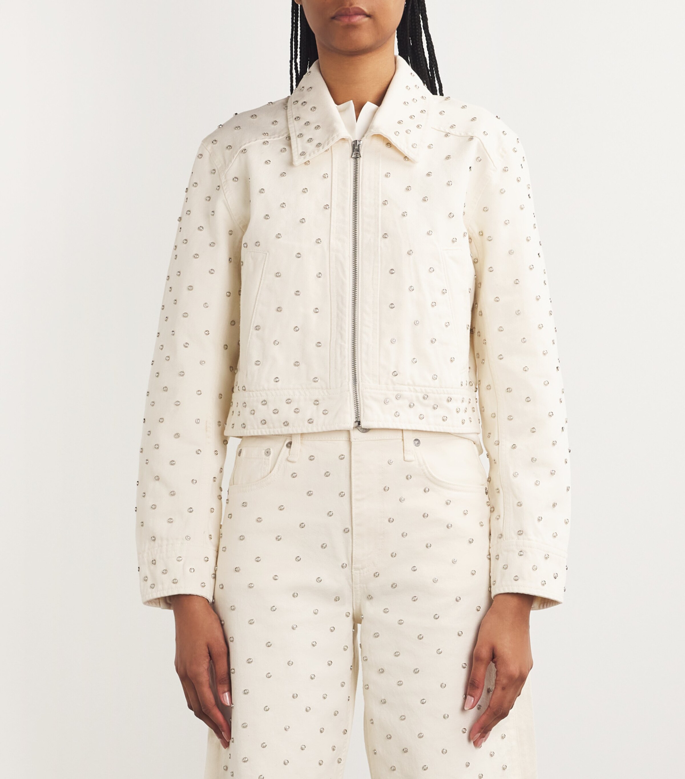 Studded Anya Denim Jacket ECRUPEARL Image 3