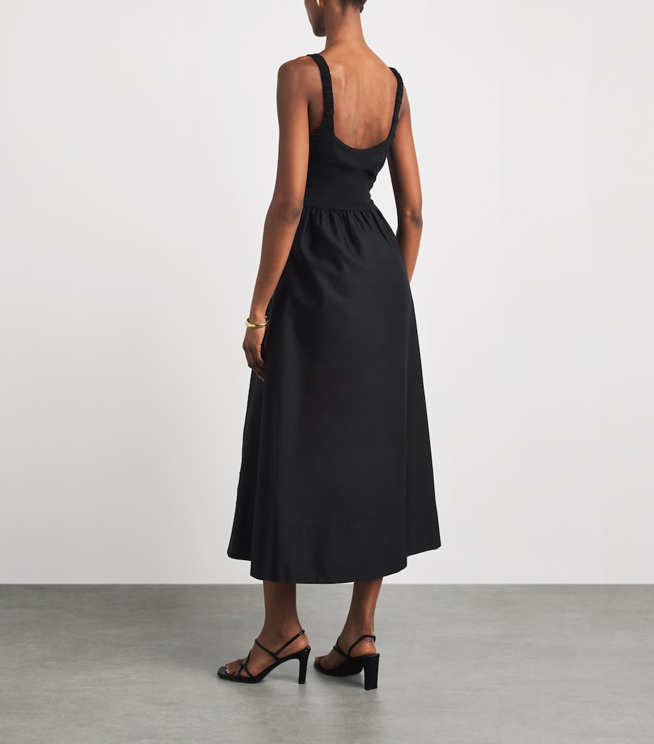 ME+EM Womens Jersey and Poplin Fit + Flare Midi Dress Black Image 4