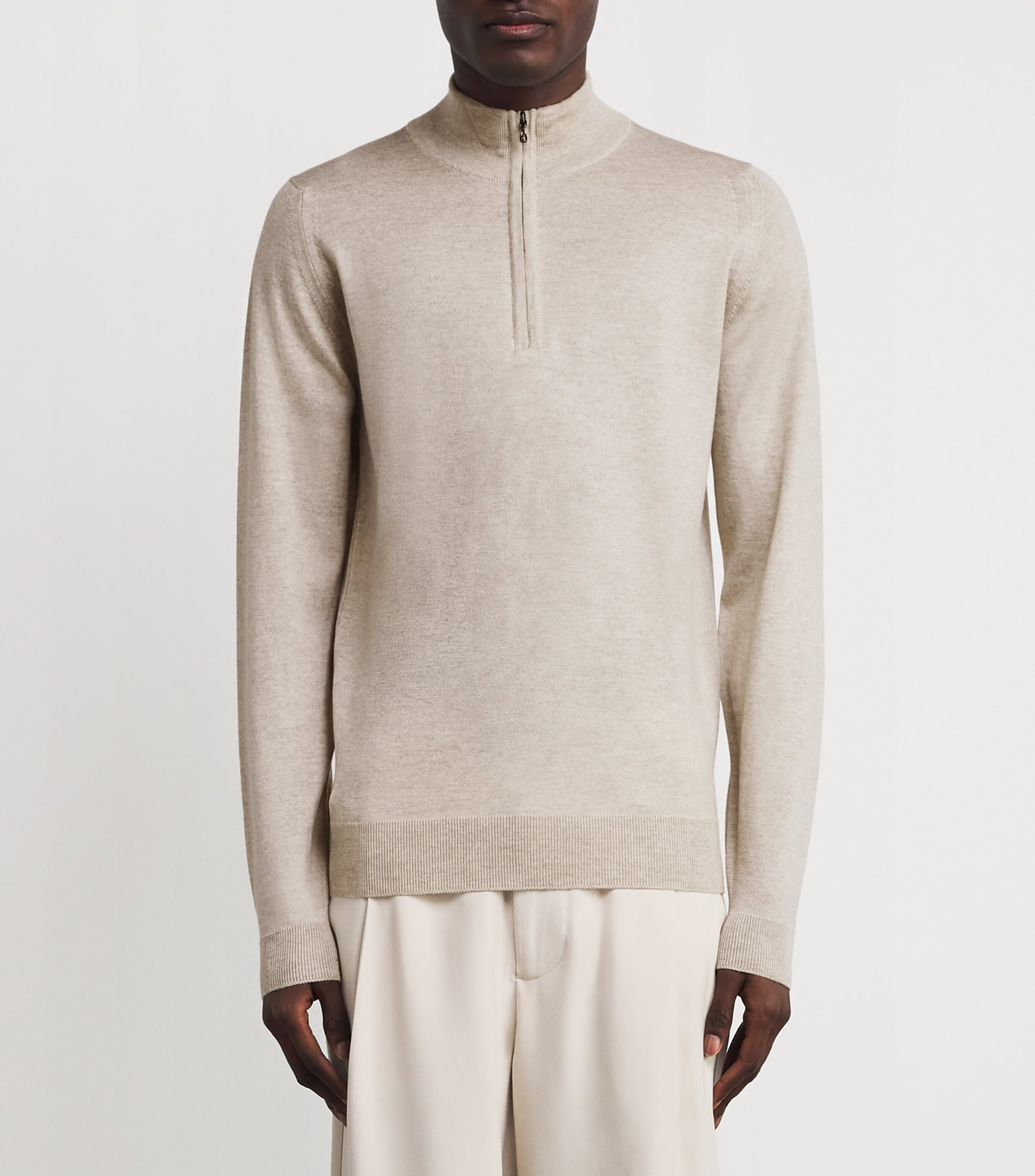 John Smedley Mens Extra Fine Merino Wool Half-Zip Tapton Sweater Grey Fleece Image 3