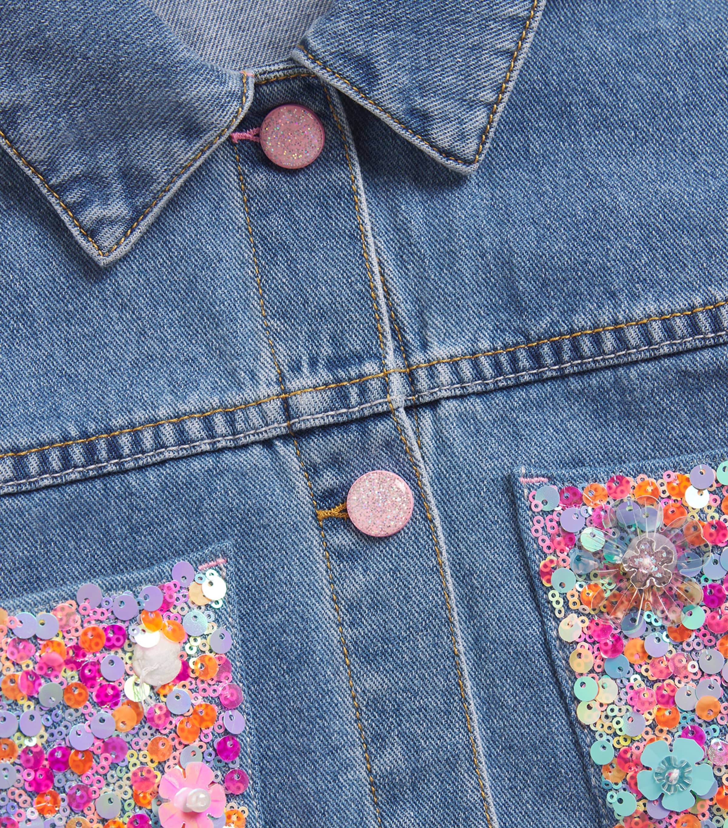 Sequin-Embellished Denim Jacket (3-12 Years) Z25 STONE BRUSH Image 4