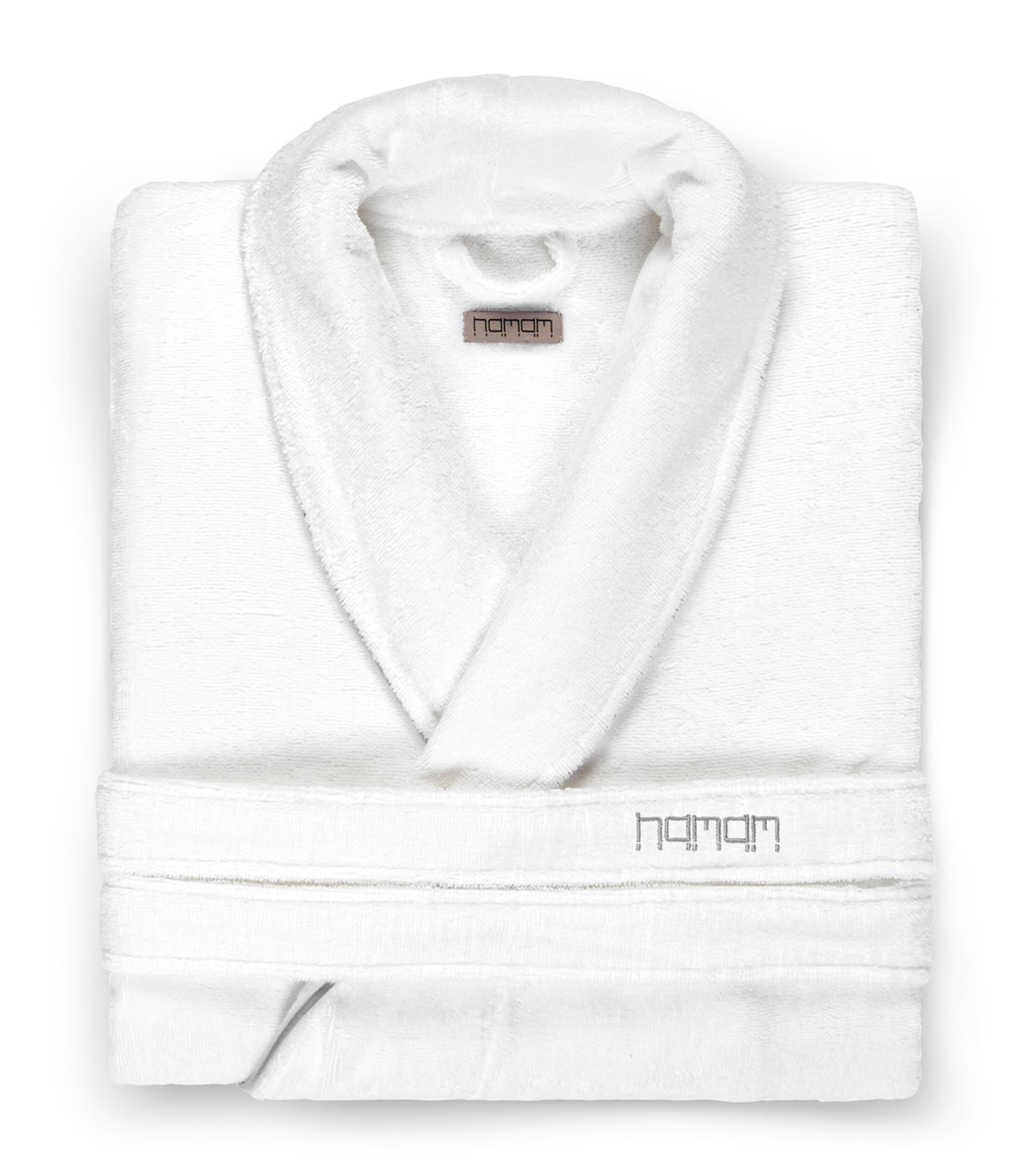 Cotton Pera Bathrobe WHITE/DARK GREY Image 1