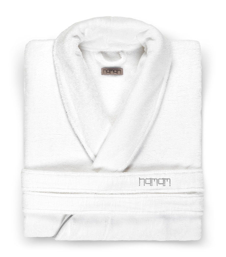 Cotton Pera Bathrobe WHITE/DARK GREY Image 1