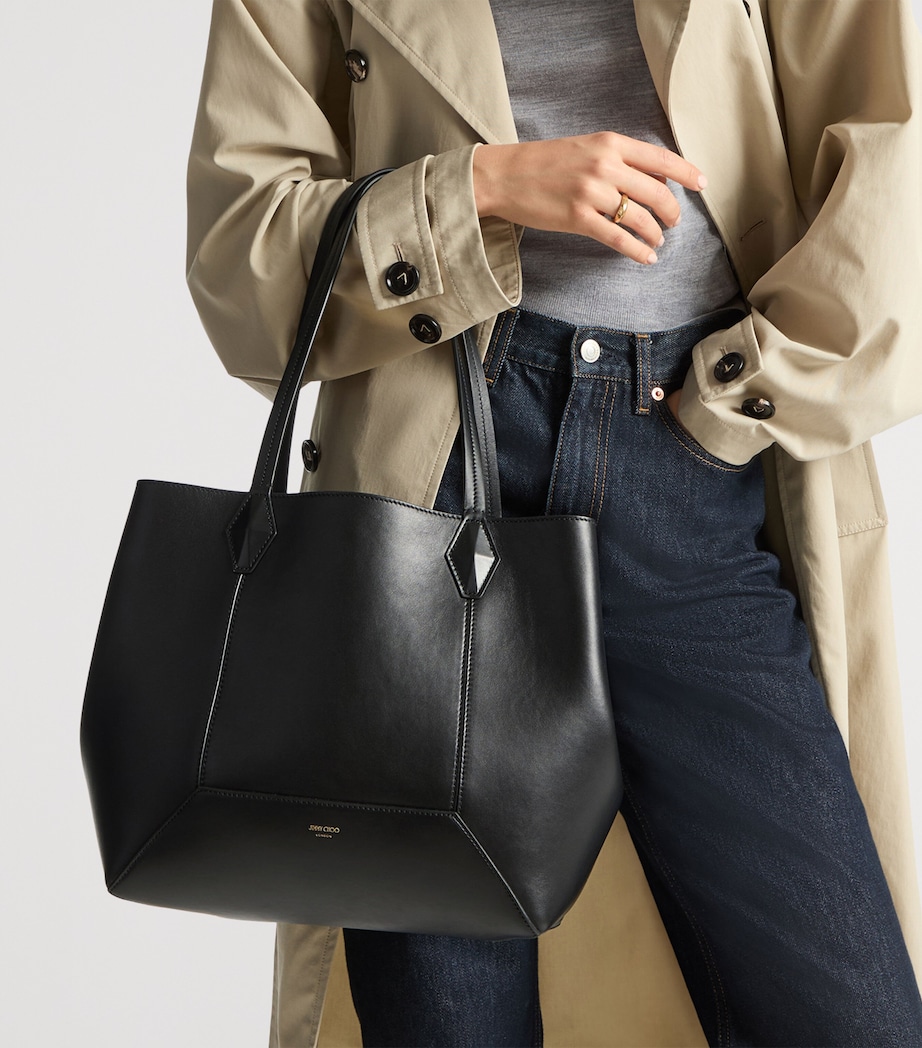 Jimmy Choo Diamond Medium Leather Tote Bag Black Image 2