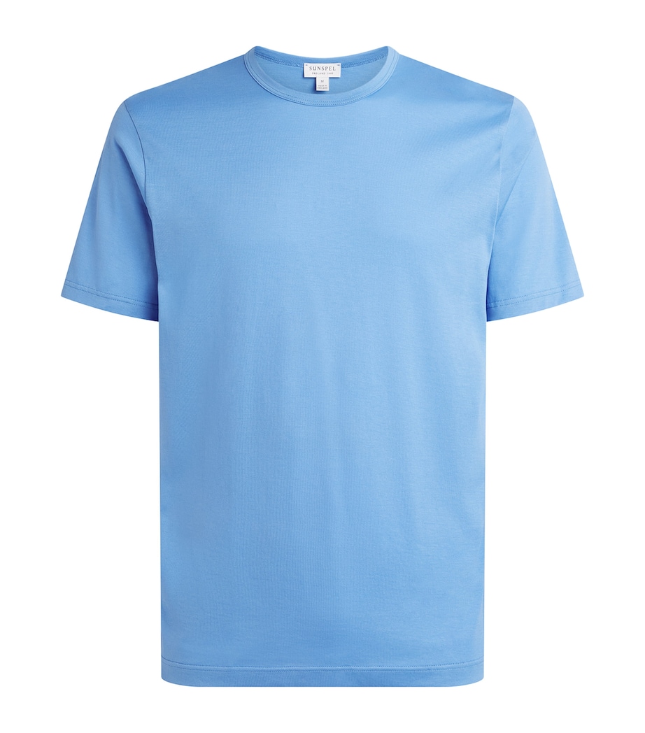 Sunspel Mens Supima Cotton Classic T-Shirt Buww Azure Blue Image 1