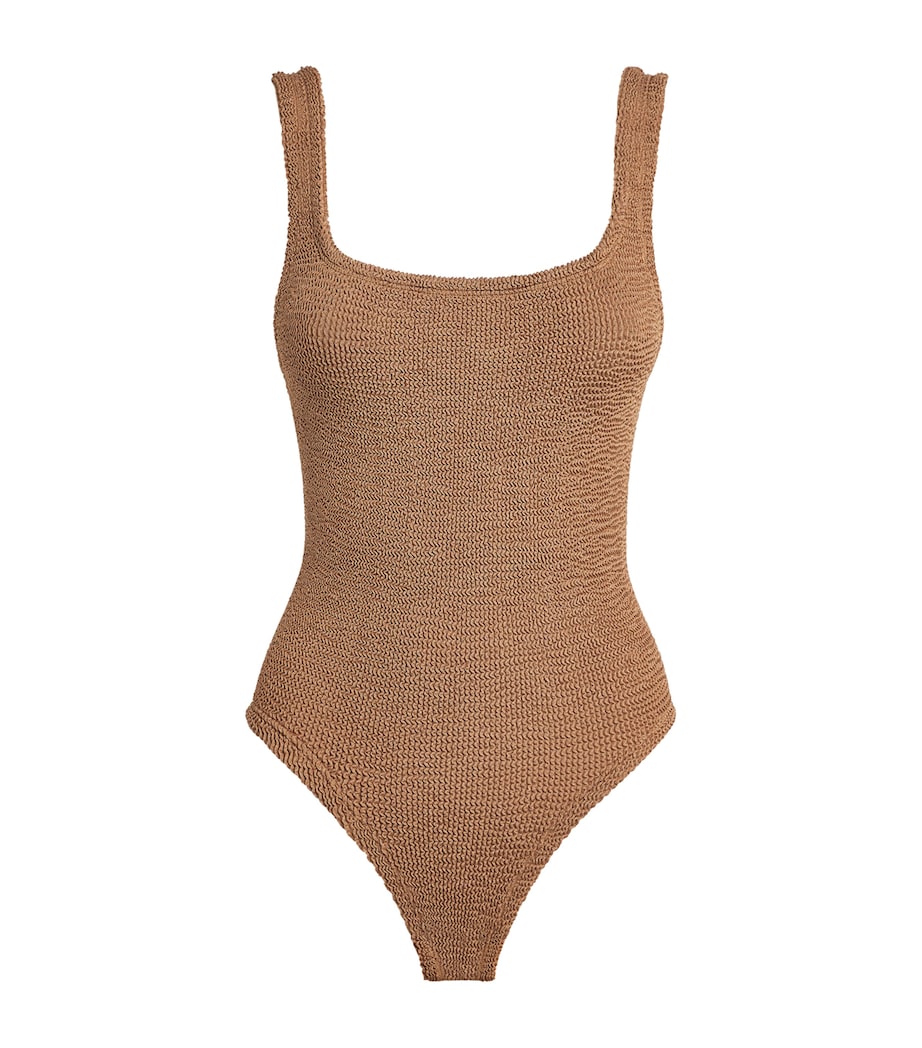 Coverage Square-Neck Swimsuit METALLIC COCOA Image 1
