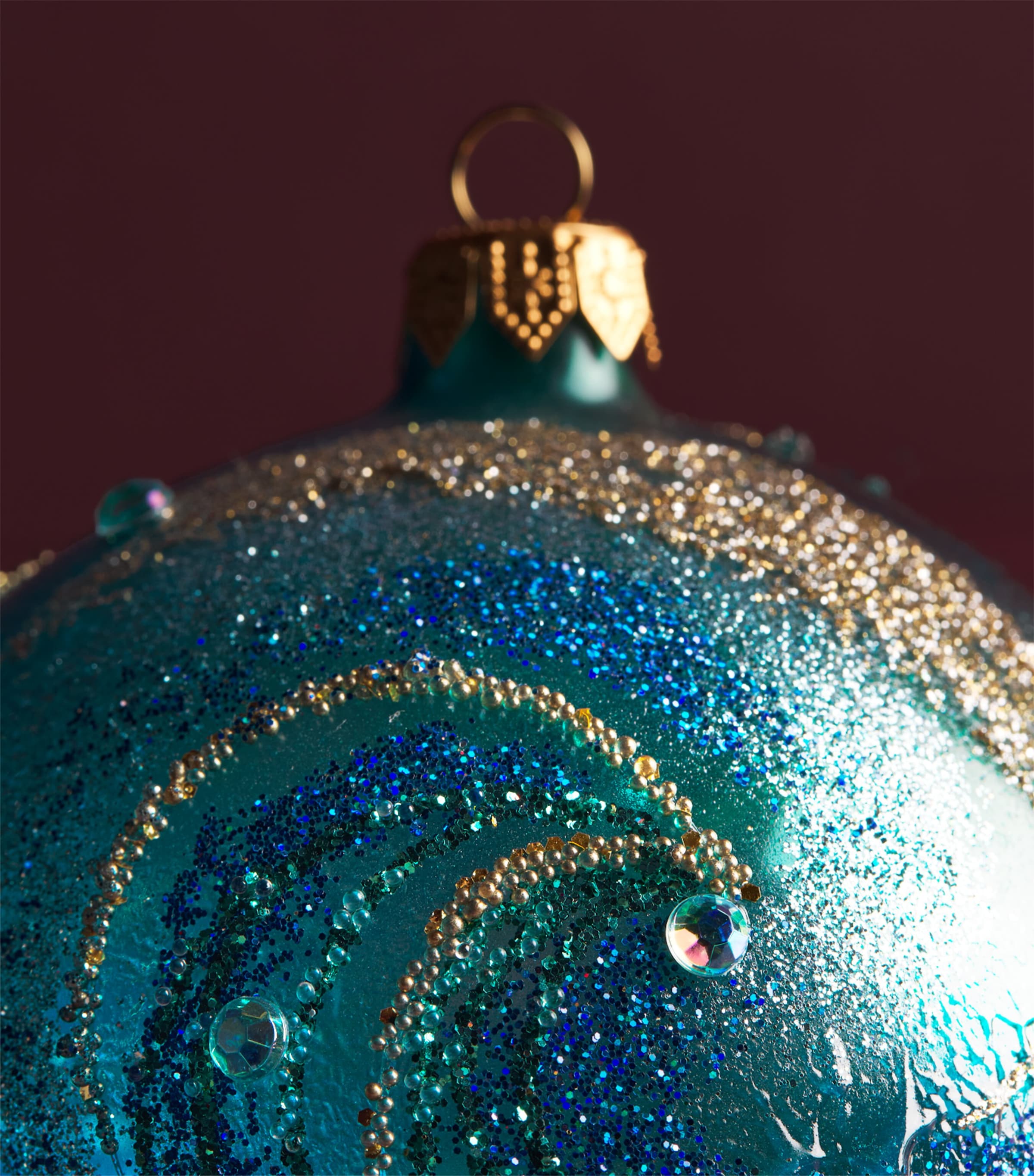 Harrods Gitter Wave Bauble Blue Image 2