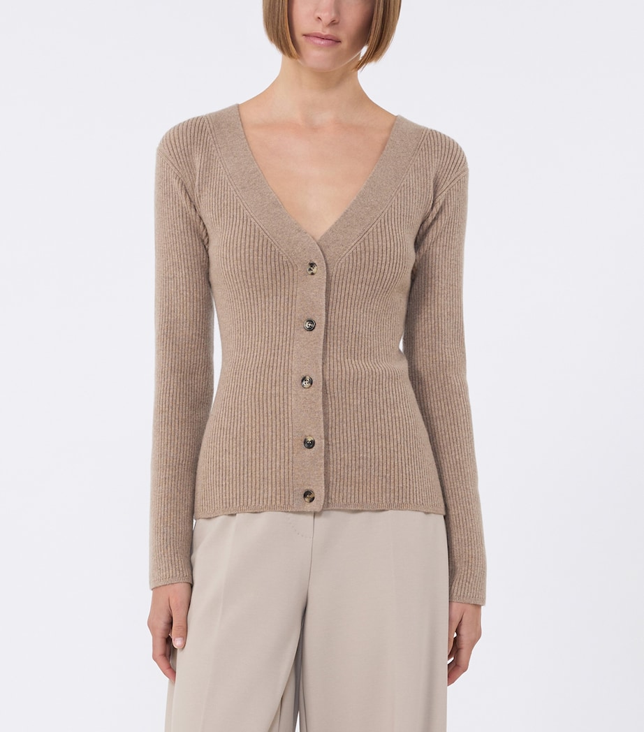 Wool-Blend Ribbed Cardigan SAND Image 3